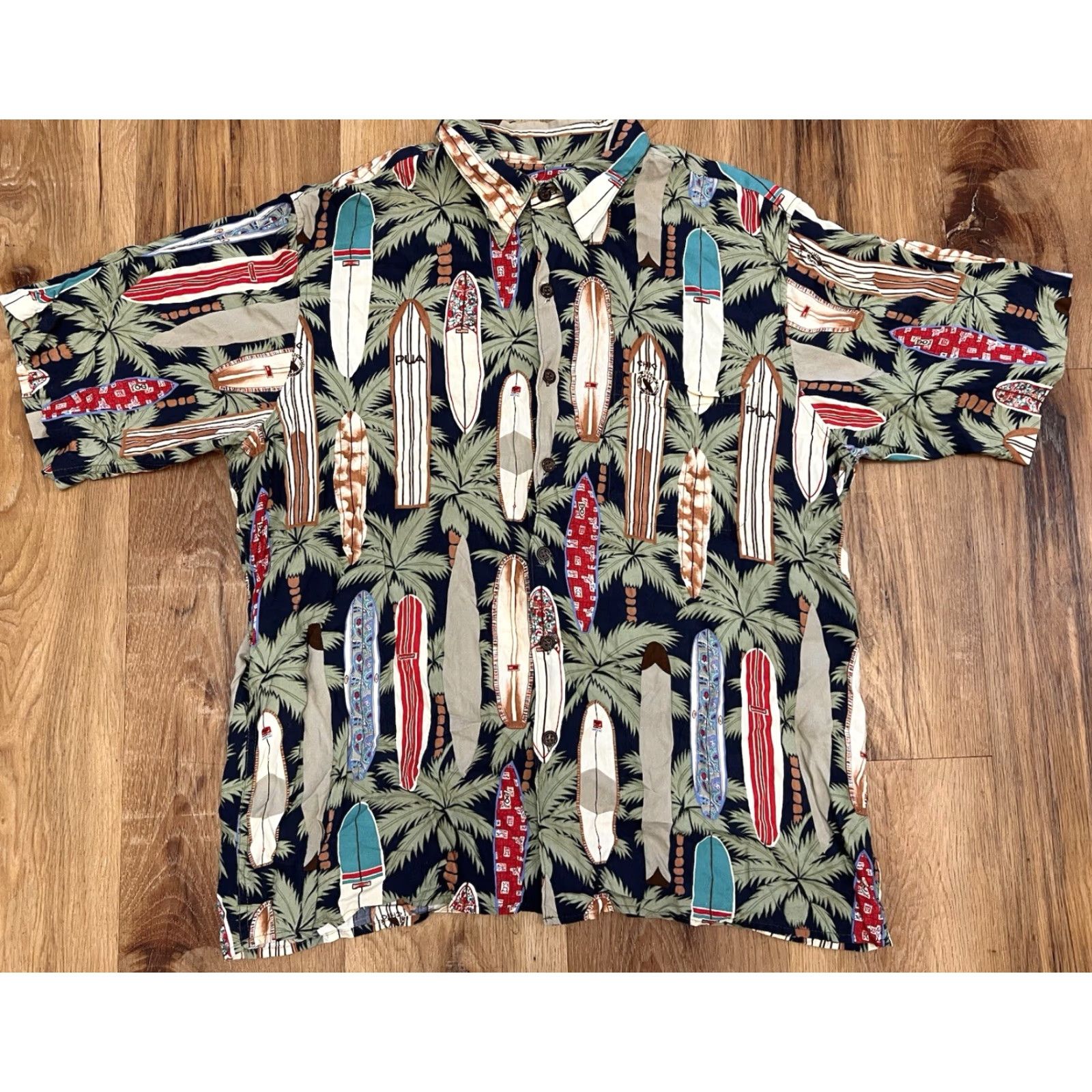 Reyn Spooner Reyn Spooner Hawaiian Shirt Mens L Rayon Surfboard Palm Tree Aloha Beach Shirt Size US L / EU 52-54 / 3 - 2 Thumbnail