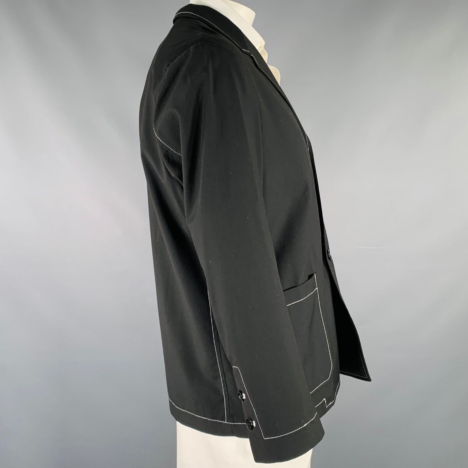 Other 8 BY YOOX Size 44 Black White Contrast Stitch Jacket Size US L / EU 52-54 / 3 - 3 Thumbnail