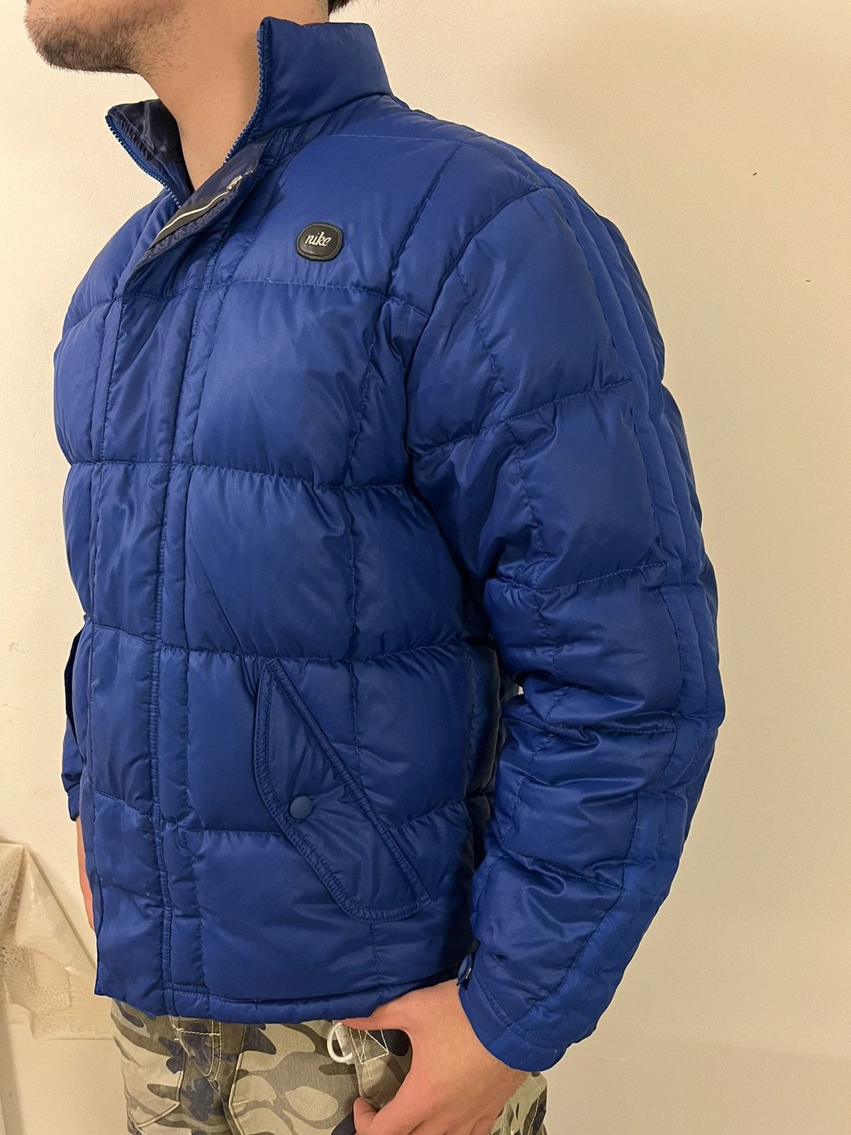 Nike × Vintage Nike vintage puffer jacket y2k style drill blue 90s Size US M / EU 48-50 / 2 - 2 Thumbnail