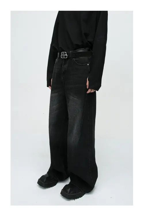 Other Black distressed vintage washed straight jeans Size US 32 / EU 48 - 2 Thumbnail