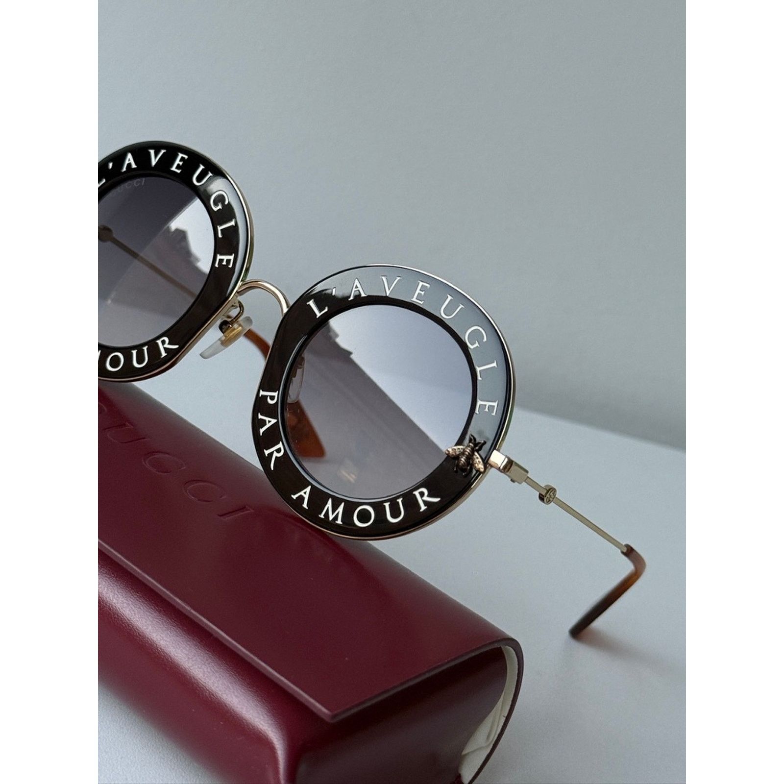 Gucci RARE! NEW Gucci GG0113S Blind for Love Black Sunglasses Size ONE SIZE - 5 Thumbnail