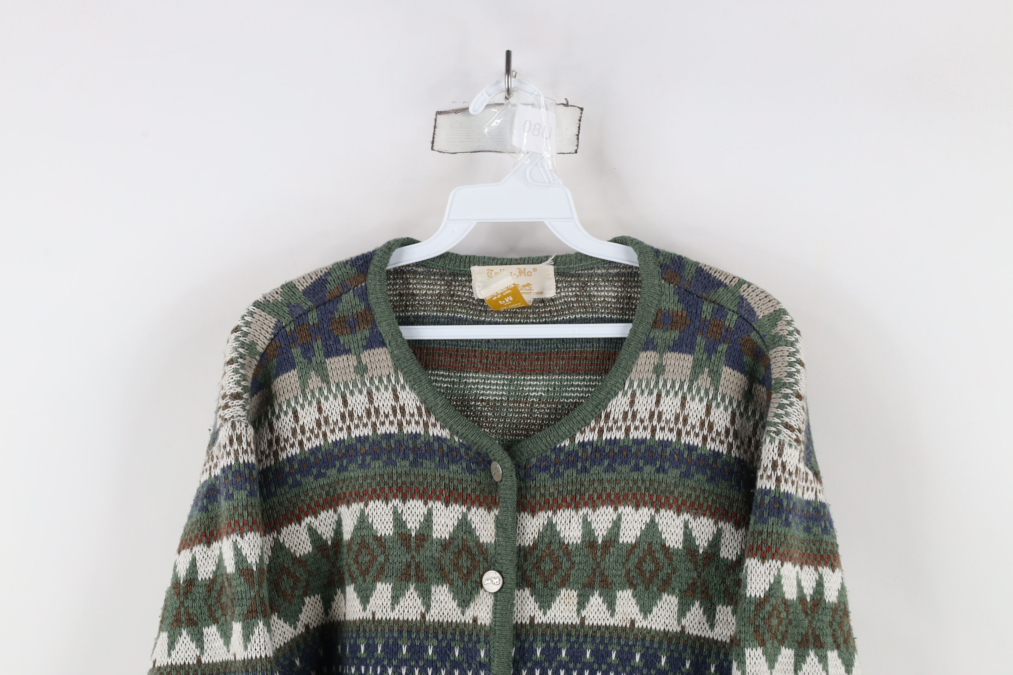 Vintage Vintage 90s Streetwear Fair Isle Knit Cardigan Sweater Size M / US 6-8 / IT 42-44 - 2 Thumbnail