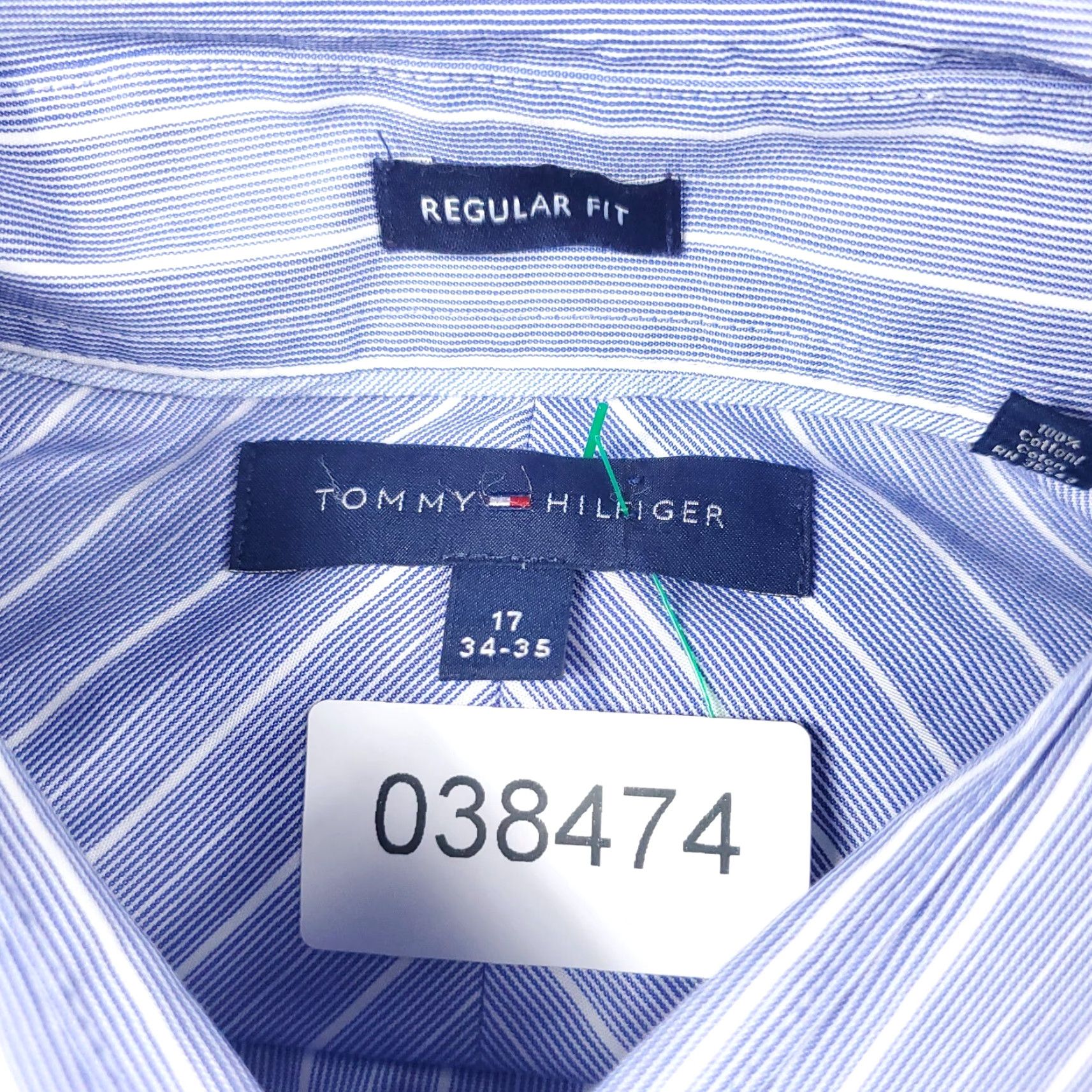 Tommy Hilfiger VINTAGE Tommy Hilfiger Shirt Mens 17 Blue Striped Dress Button Up Long Sleeve Adult Regular Size 17 Blue Modern Preppy Mens Size 46R - 6 Thumbnail