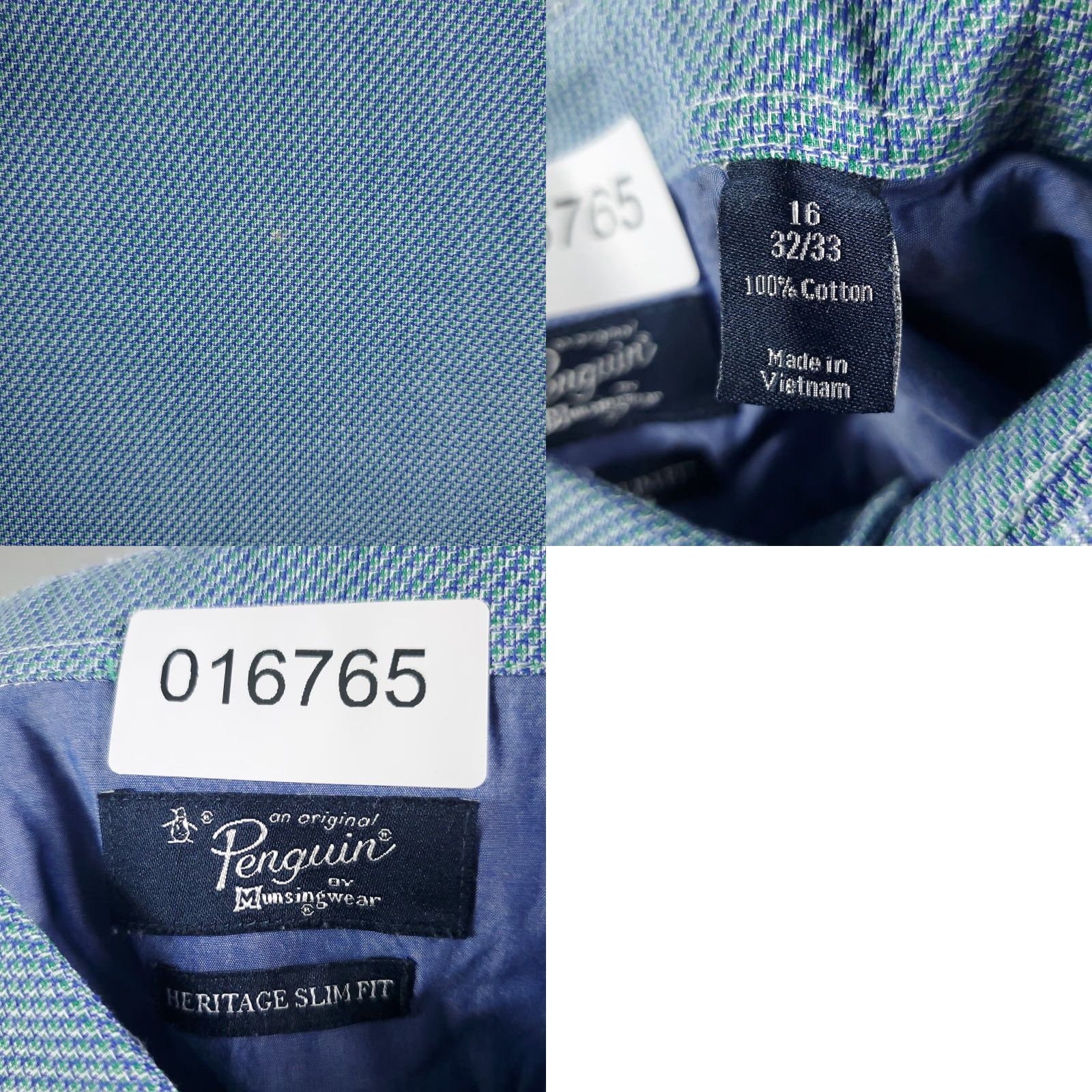 Original Penguin Original Penguin Slim Fit Button-Up Shirt Mens 16 Blue Long Sleeve Casual Size US L / EU 52-54 / 3 - 8 Thumbnail