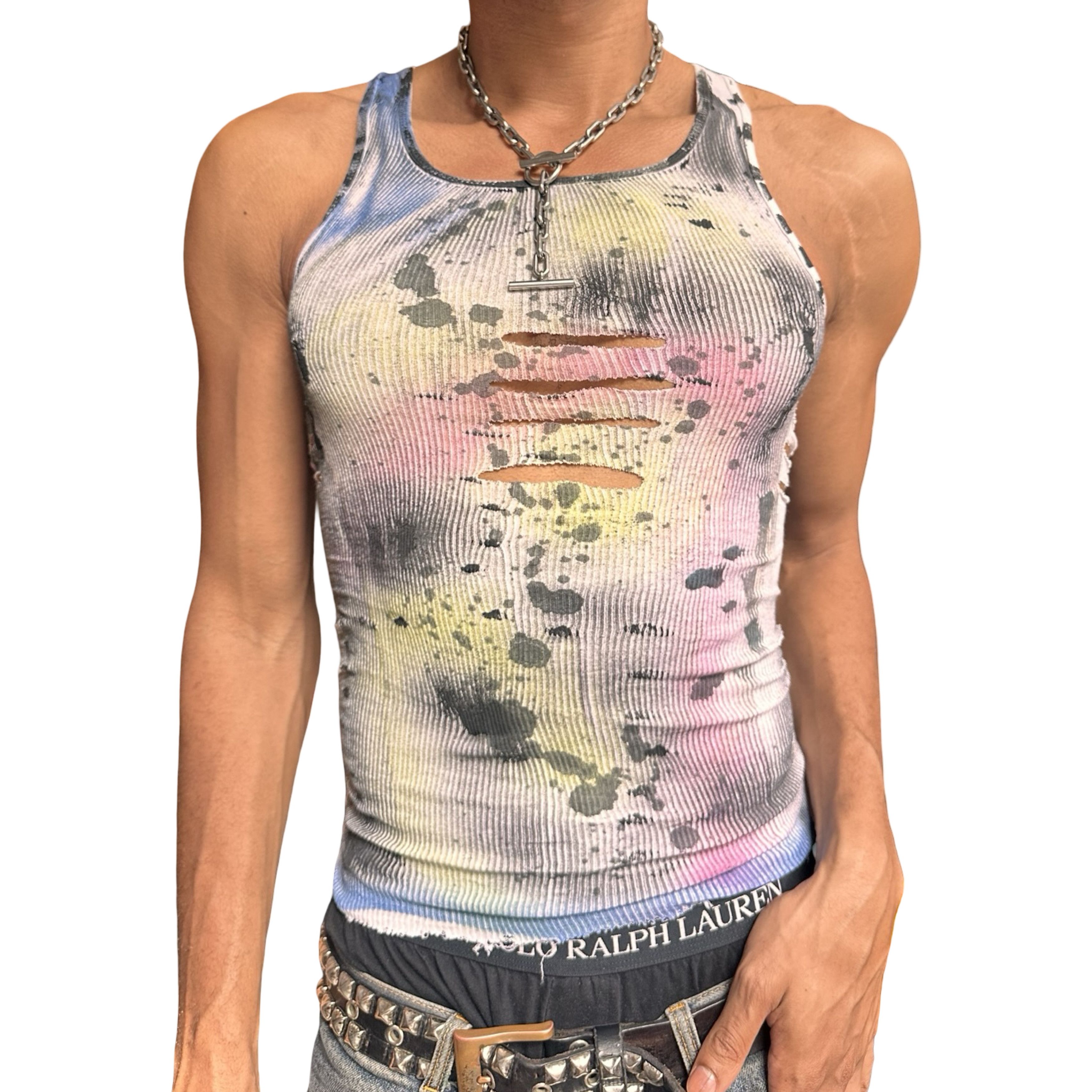 Hanes 'Decay' White Pink/Black Graphic Print Tank Top - Small Size US S / EU 44-46 / 1 - 6 Thumbnail