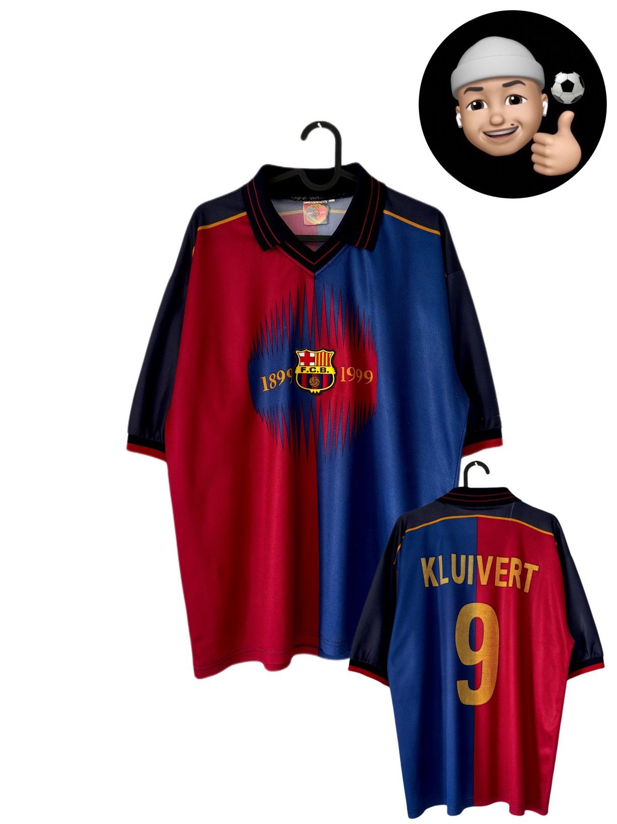 Vintage 1999 2000 FC Barcelona Retro Vintage Home Kit Soccer Jersey Size US L / EU 52-54 / 3 - 1 Thumbnail