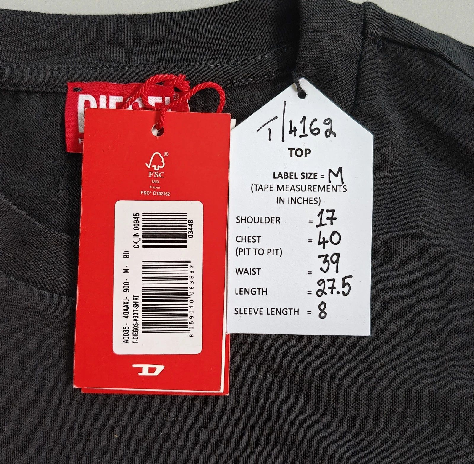 Diesel DIESEL Black Tshirt with Hardwear Denim Division print T4162 Size US M / EU 48-50 / 2 - 5 Thumbnail
