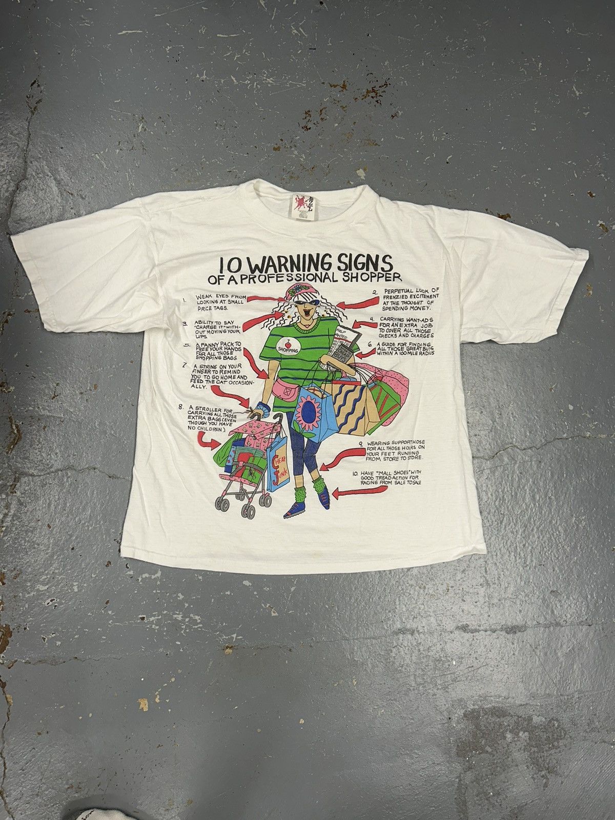 Vintage Crazy Vintage 90s Shopping Addiction Humor White Tee Shirt Size US XL / EU 56 / 4 - 1 Thumbnail