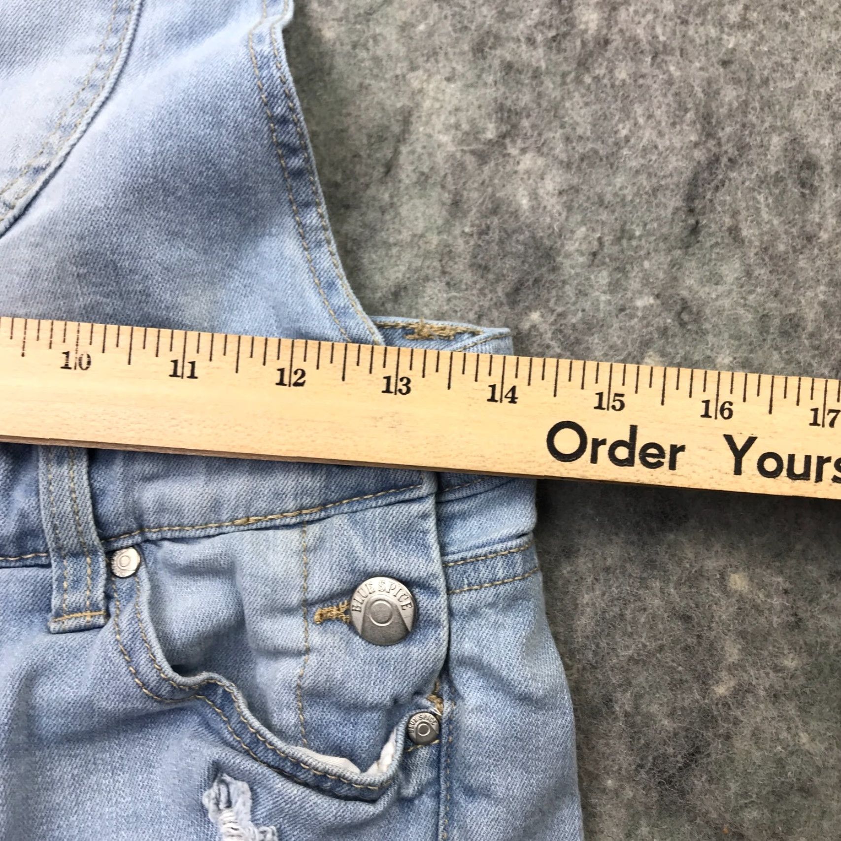 Vintage Blue Spice Womens Juniors Size 3 Light Wash Cutoff Jumper Overalls Distressed Size 25" / US 0 / IT 36 - 6 Thumbnail