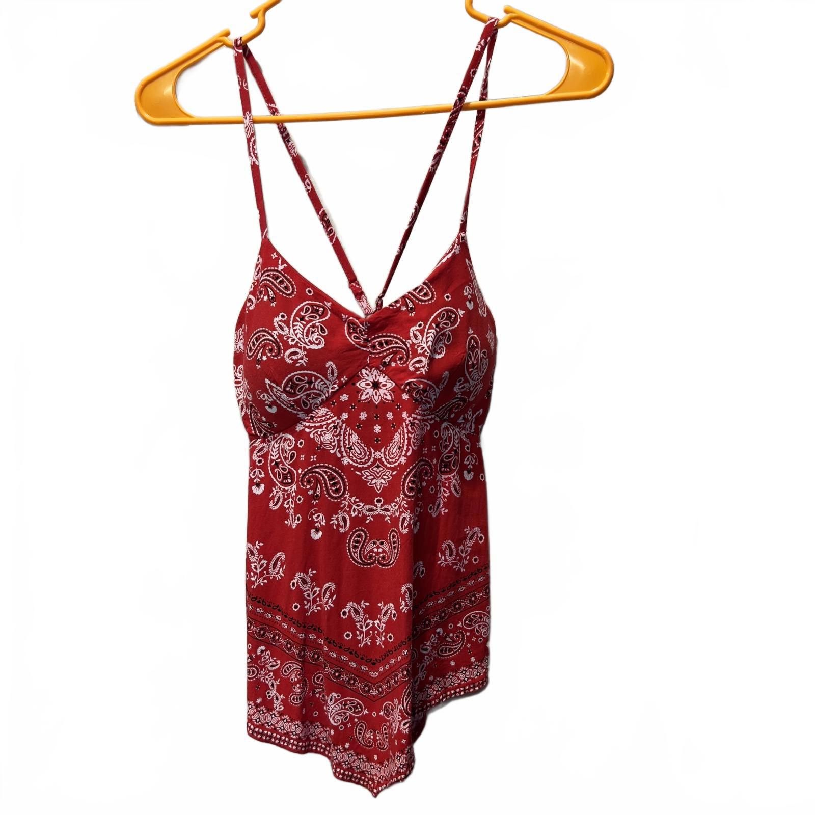 Other No Boundaries Red Paisley Print Camisole Top XS Size XS / US 0-2 / IT 36-38 - 1 Thumbnail
