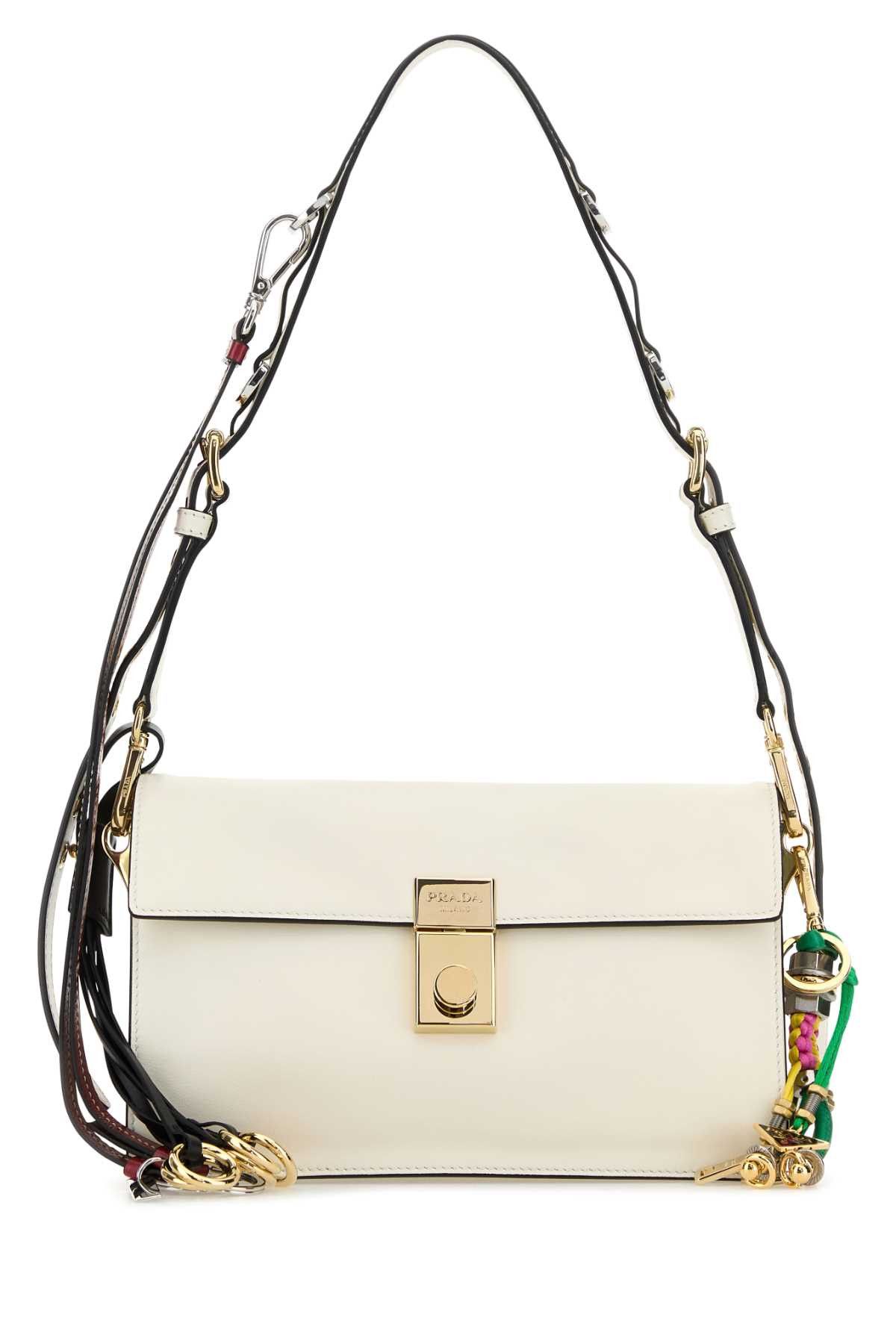 Prada White Leather Small Prada Soft Sound Shoulder Bag Size ONE SIZE - 1 Thumbnail