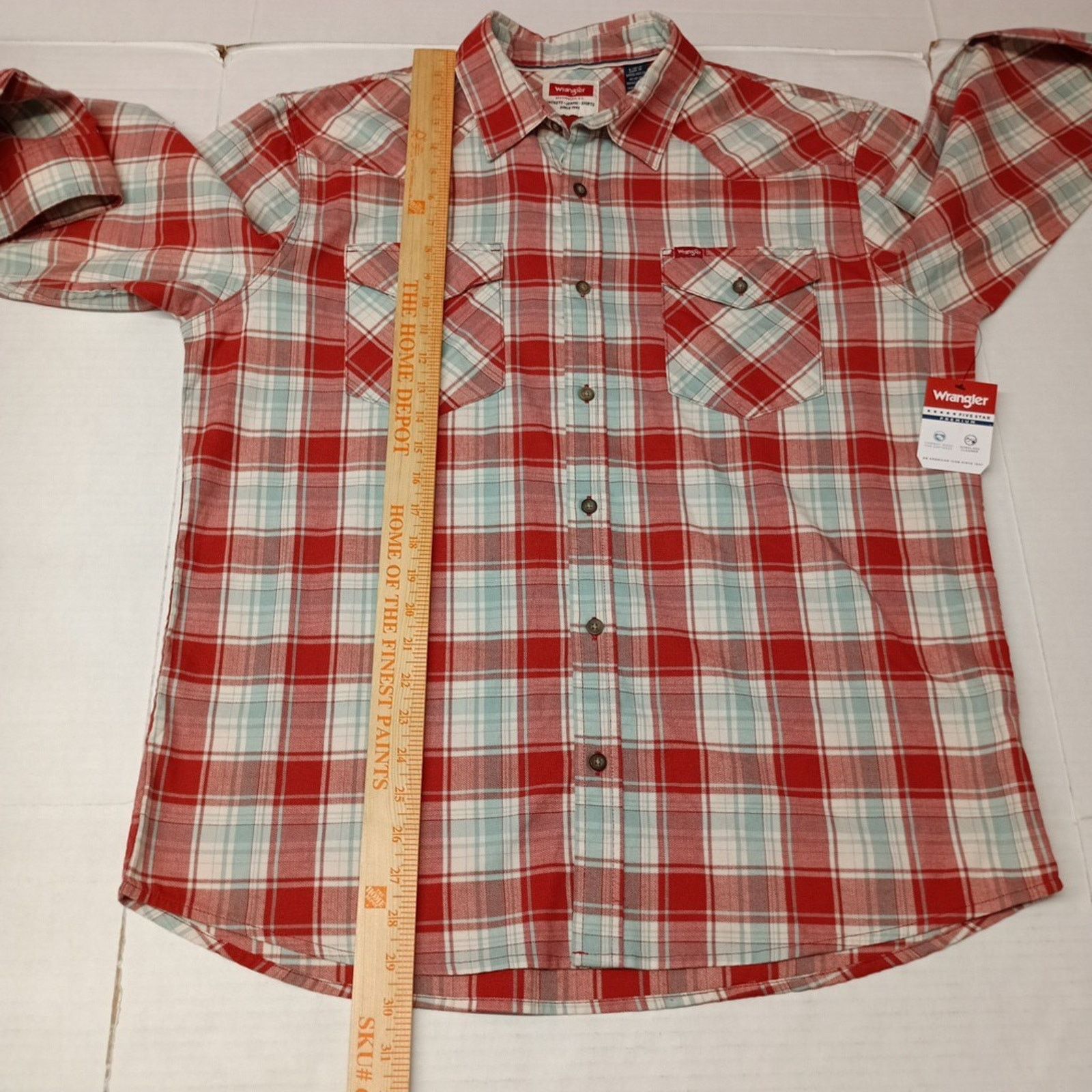 Wrangler Wrangler Cowboy Wash Shirt Men's Size L Red Sky Blue Plaid Size US L / EU 52-54 / 3 - 6 Thumbnail