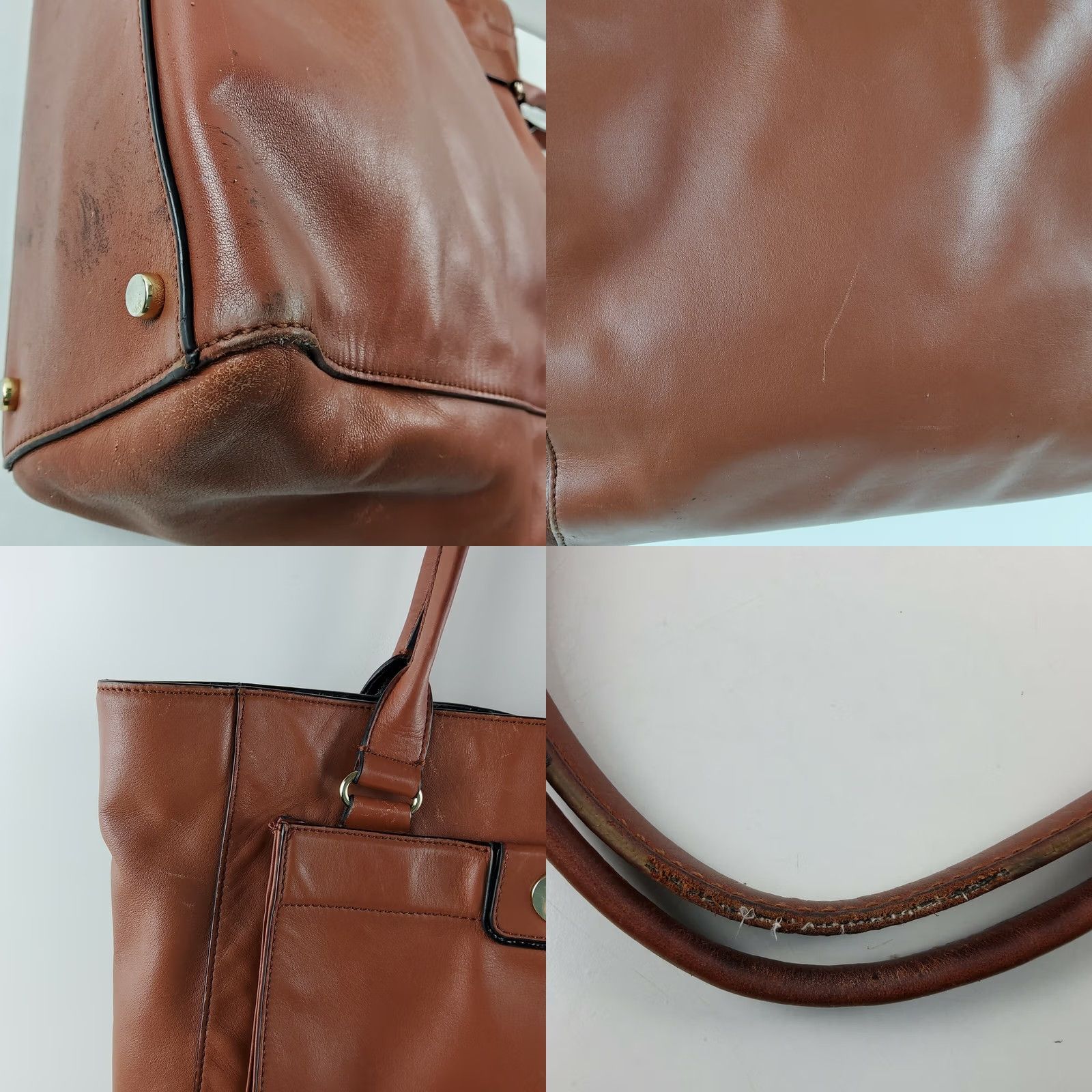 Vintage Kate Spade Hampton Road Davis Large Smooth Leather Tote Turnlock Purse Handbag Women Bag Brown Leather Tote Purse Womens Size ONE SIZE - 8 Thumbnail