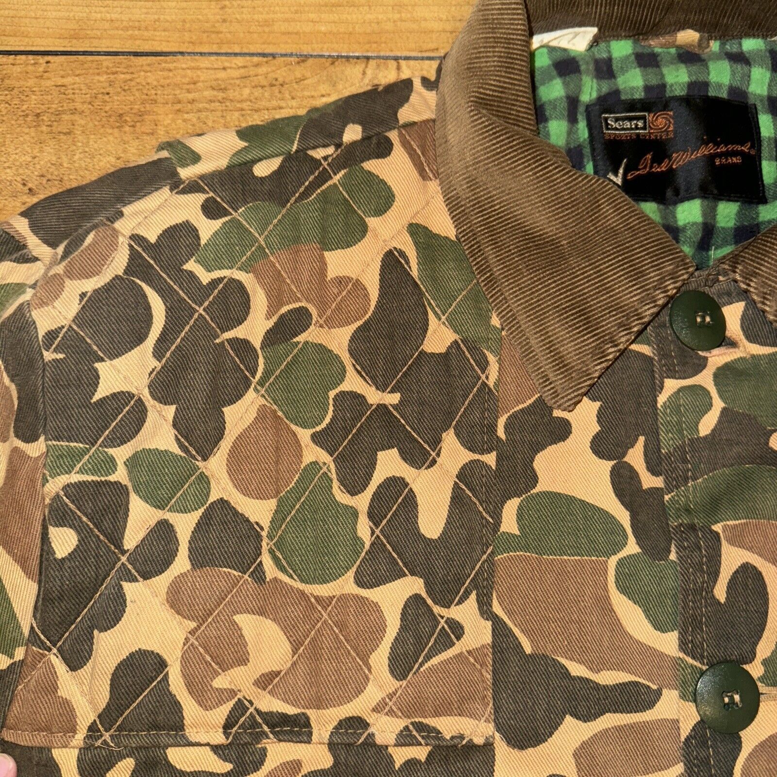 Japanese Brand × Sears × Vintage Vintage Sears Camo Farm Jacket XL 26x29 Flannel Lined Green Size US XL / EU 56 / 4 - 5 Thumbnail