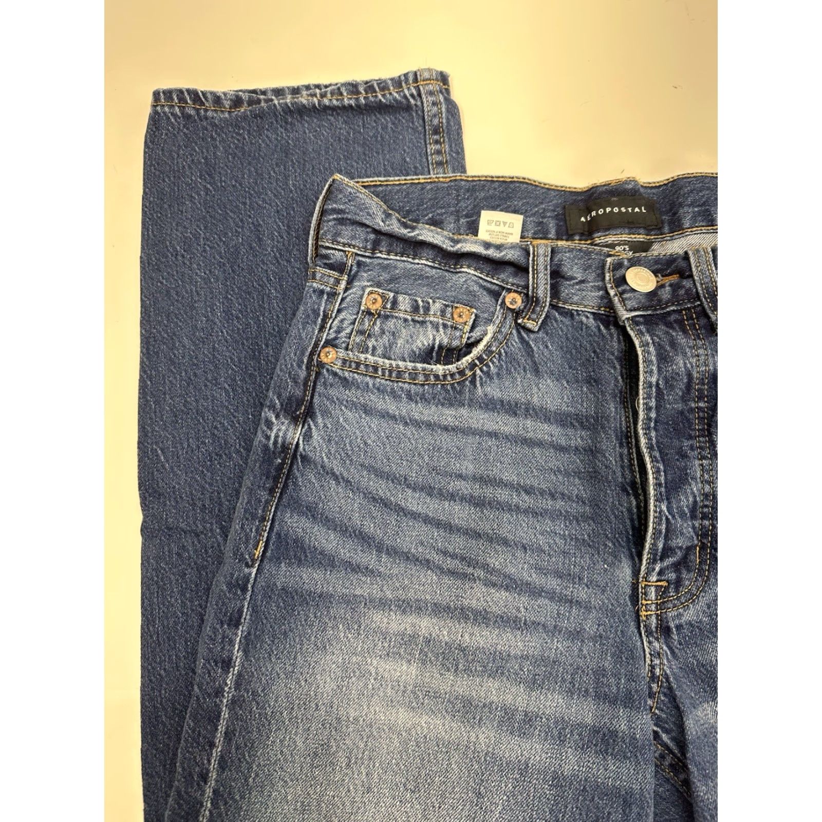 Vintage Aéropostale Womens Jeans Regular 2 Mid Distressed Baggy 90s Button Up Denim Blue Jeans Womens Size 26" / US 2 / IT 38 - 3 Thumbnail