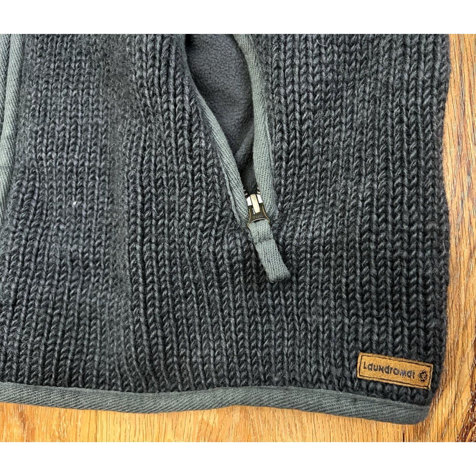 Vintage Laundromat Sweater Mens L 100% Wool Heavyweight Mock Neck Zip Lined Pockets Raglan Sleeve Autumn Fall Brown Size L / US 10 / IT 46 - 5 Thumbnail