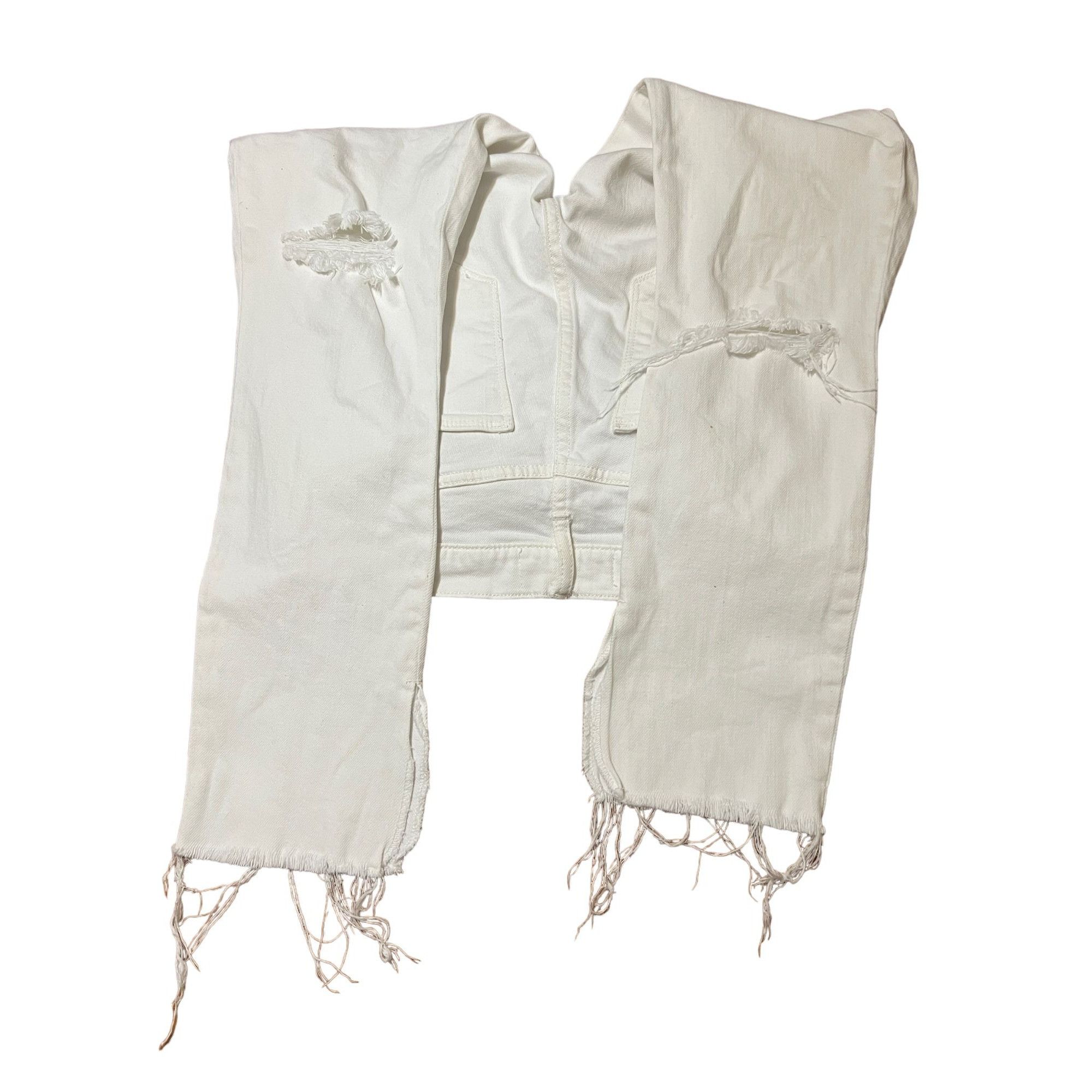 Gap Gap White True Skinny Jeans Raw Hem Ankle Side Slits Distres Size 25" / US 0 / IT 36 - 2 Thumbnail