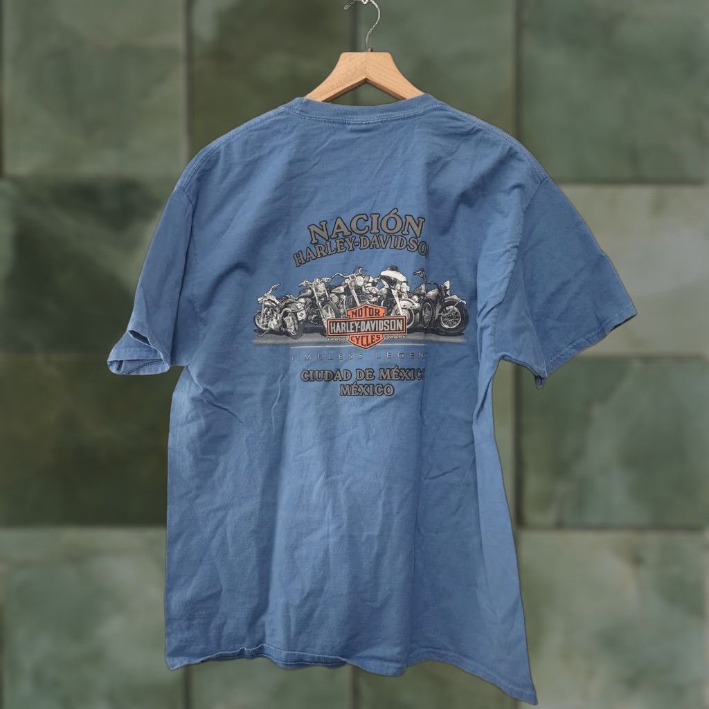 Harley Davidson Harley-Davidson T-Shirt Men XL Blue Diner Girl Boxy Motorcycle Skater Grunge Y2k Clothing Shirt Mens Blue Harley Davidson Motorcycle Grunge 2000s Size US XL / EU 56 / 4 - 1 Thumbnail