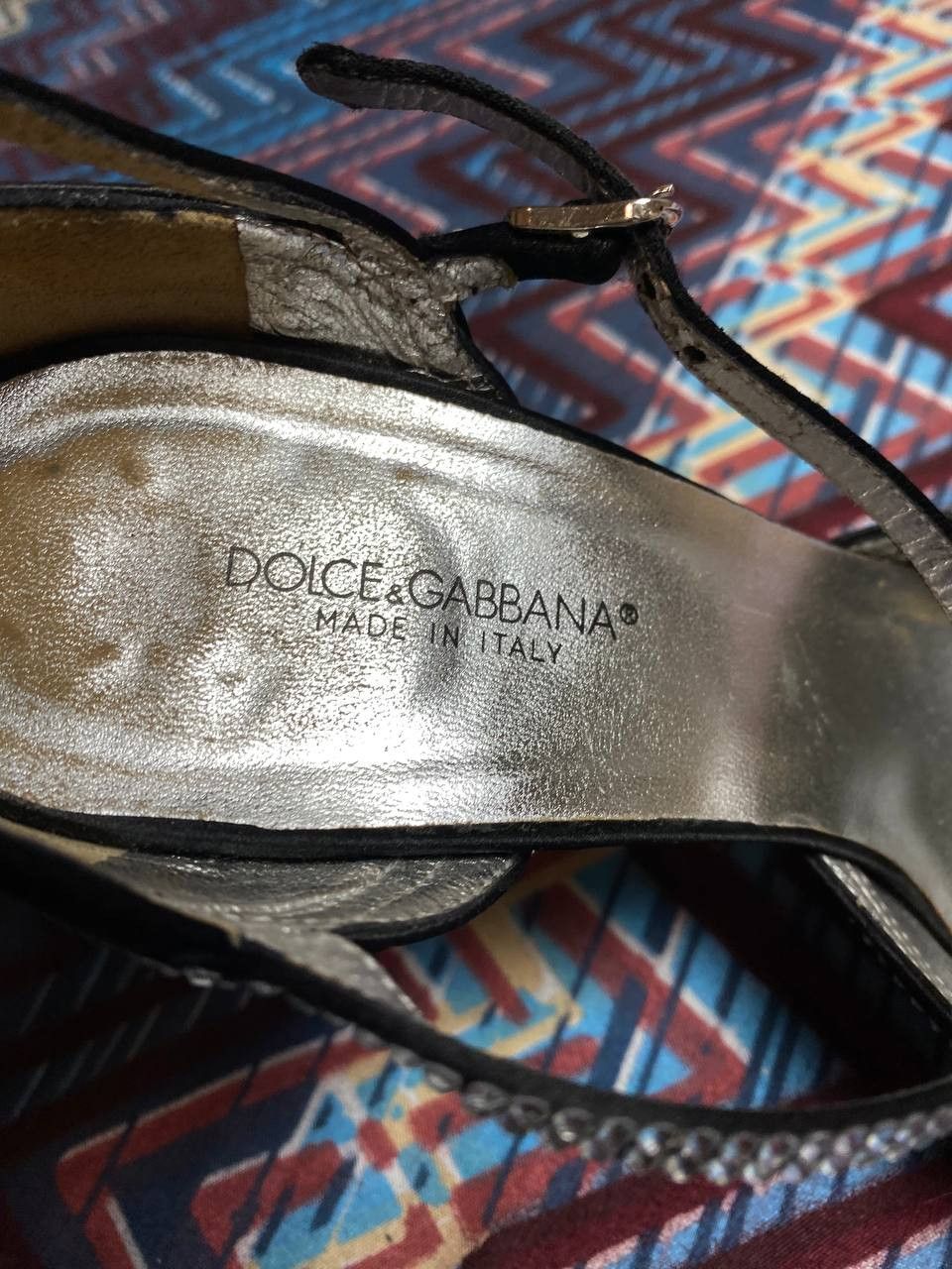 Dolce & Gabbana D&G Velvet Crystal Slingback Heels Vintage shoes chic Size US 7 / IT 37 - 3 Thumbnail