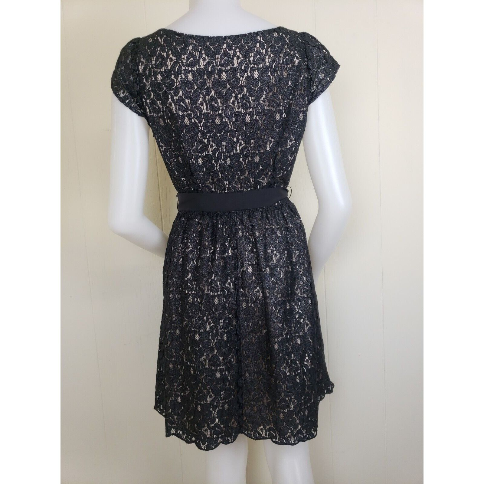 Other Elle New Years Eve Dress Womens Sz 4 Black Shimmer Lace Over Size S / US 4 / IT 40 - 5 Thumbnail