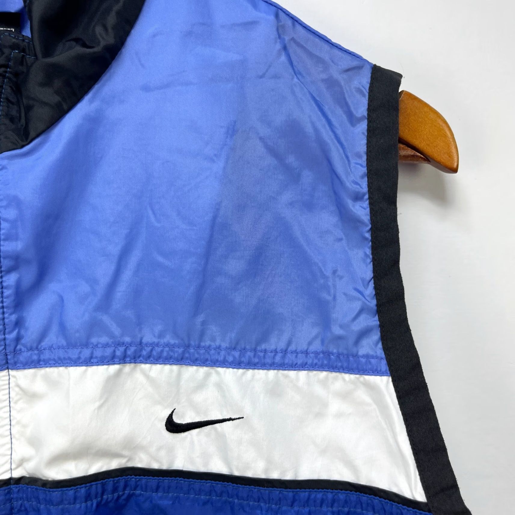 Nike VINTAGE Nike Windbreaker Vest Full Zip Hooded M Womens 90s Blue Logo Nylon Softshell Mid-Length Jacket/Coat - Timberland Weathergear Size M / US 6-8 / IT 42-44 - 3 Thumbnail