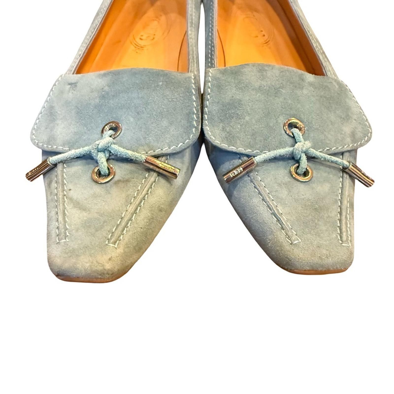Tod's Tod's Women’s Sea Foam Blue Suede Square Toe Loafers sz 9.5 Size US 9.5 / IT 39.5 - 2 Thumbnail