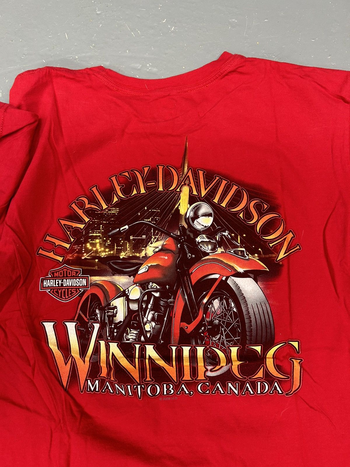 Harley Davidson × Vintage Crazy Vintage Y2K Red Harley Davidson Graphic Tee Shirt Size US L / EU 52-54 / 3 - 2 Thumbnail