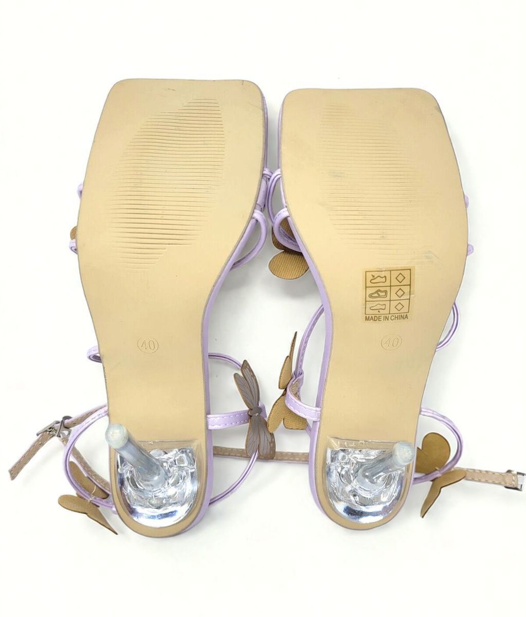 Other Butterfly Stiletto Sandals Size 9 Clear Acrylic Heel Strappy Size US 9 / IT 39 - 10 Thumbnail