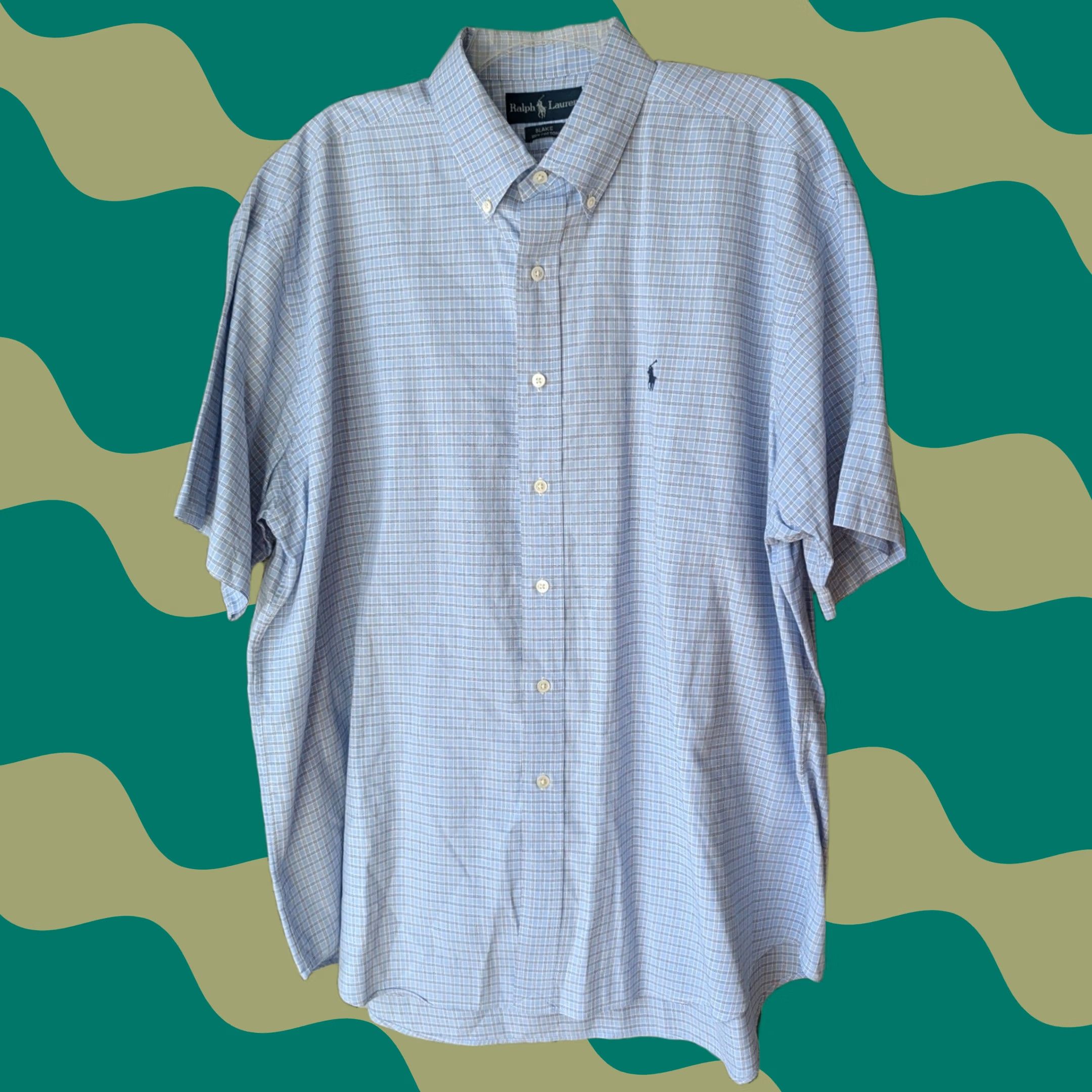 Polo Ralph Lauren Polo Ralph Lauren Blake Short Sleeve Button Down Shirt Blue Grid Check Mens XL Size US XL / EU 56 / 4 - 1 Thumbnail