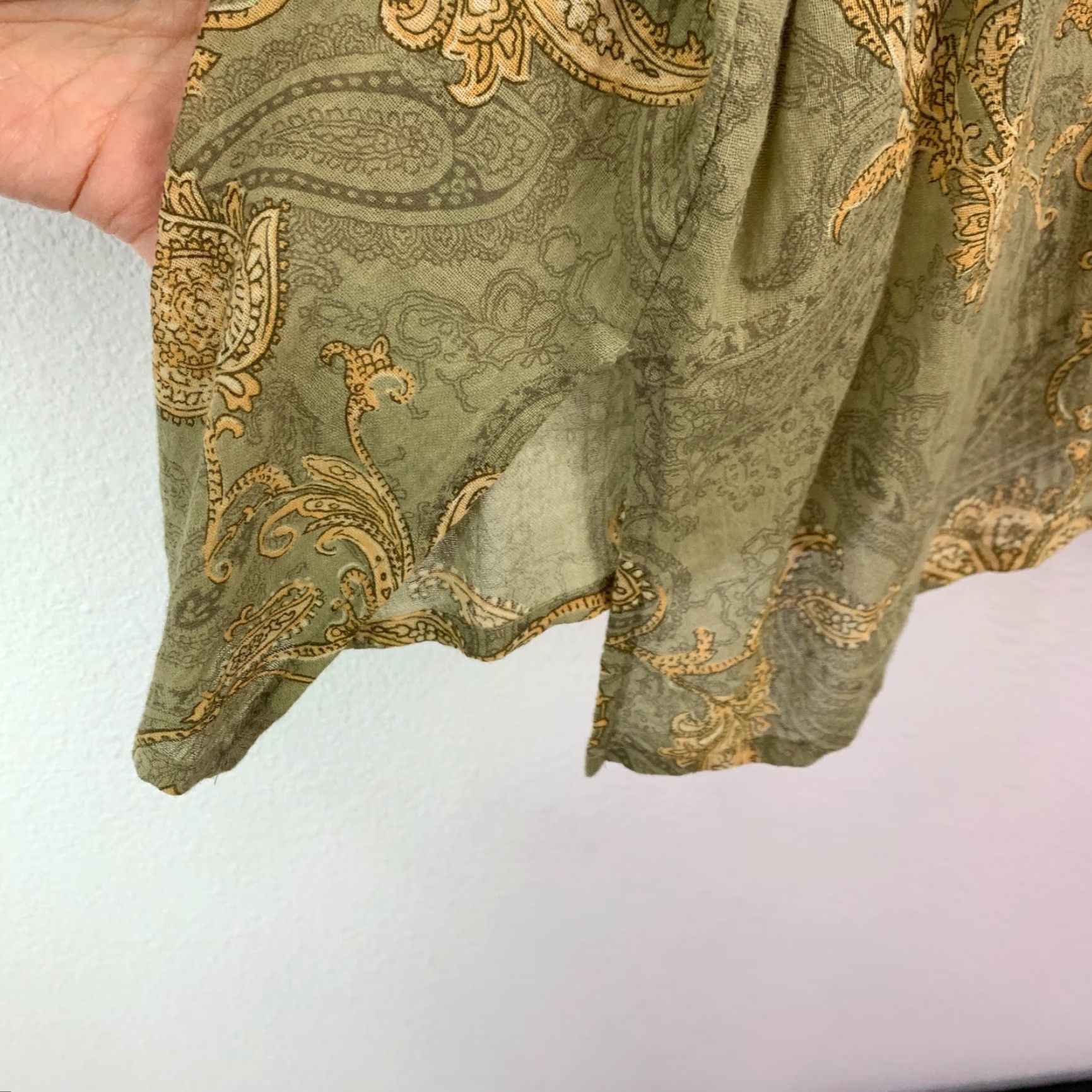 Vintage VINTAGE White Stag Shirt Blouse Paisley Boho Long Sleeve Collared XL Womens Green 100% Cotton Shirt Blouse Boho 90s Size XL / US 12-14 / IT 48-50 - 5 Thumbnail
