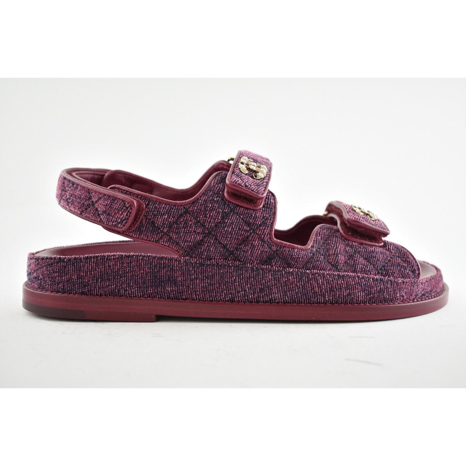 Chanel Chanel 21A Pink Velvet Denim CC Logo Mule Slide Strap Flat Size US 8.5 / IT 38.5 - 2 Thumbnail