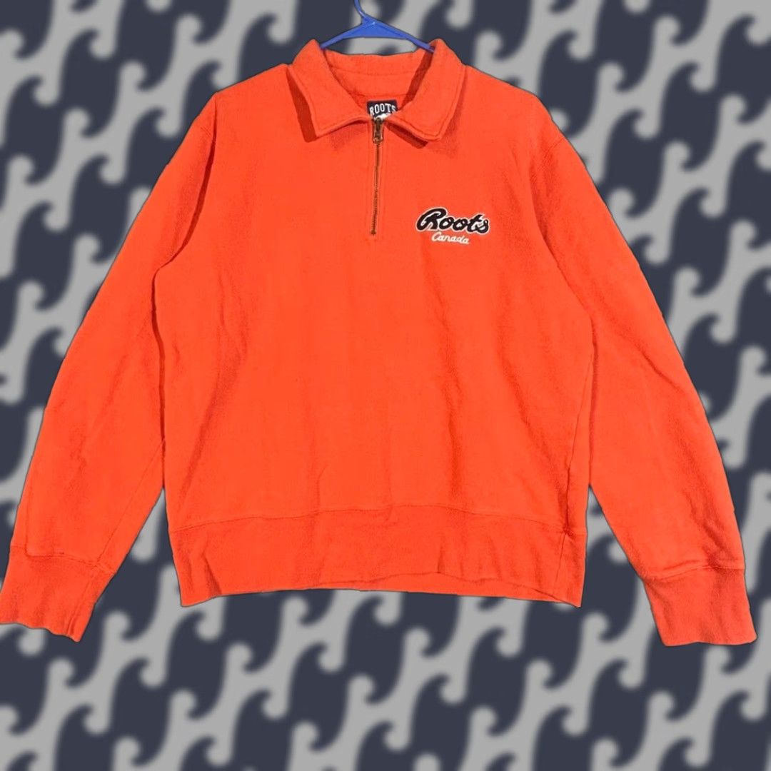 Roots VINTAGE Roots Canada Orange Logo 1/4 Zip Pullover Mens Size Medium Sweater Shirt Size US M / EU 48-50 / 2 - 1 Thumbnail