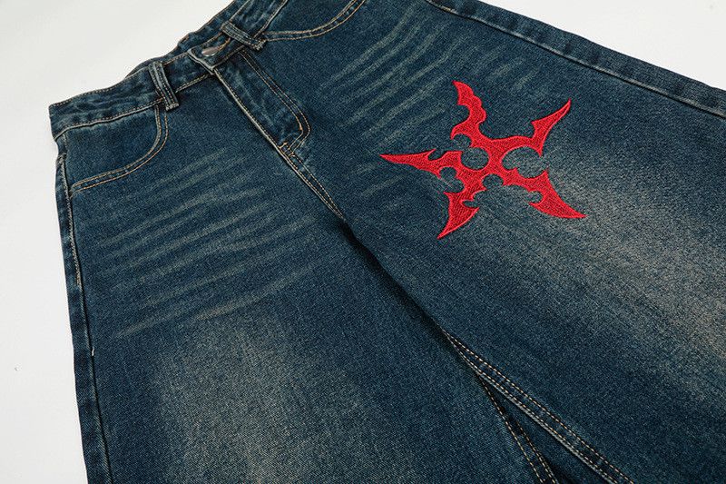 Jean American retro men's loose straight distressed curved jeans Size US 32 / EU 48 - 4 Thumbnail