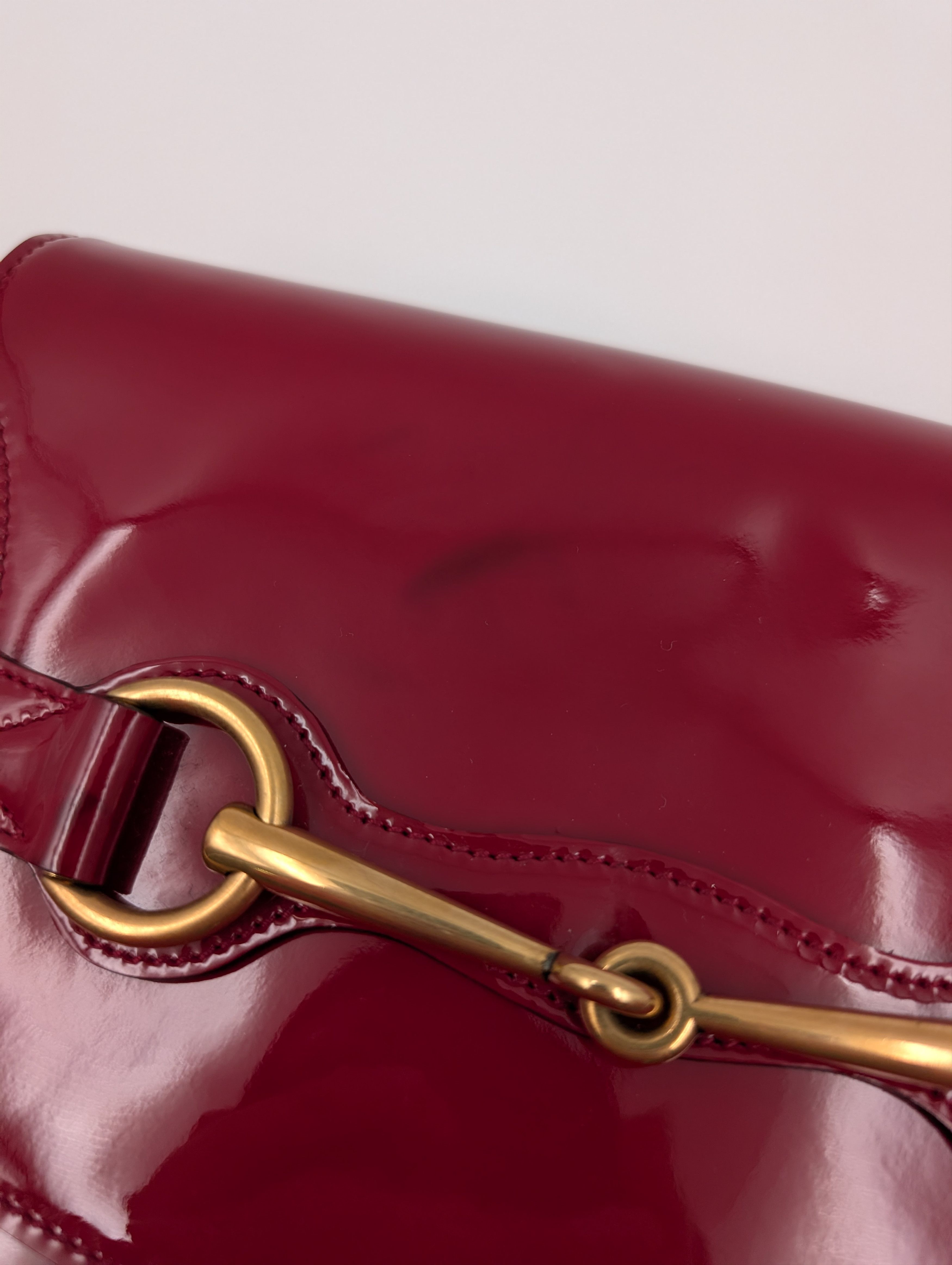 Gucci Gucci Burgundy Horsebit Patent Leather Crossbody Bag Size ONE SIZE - 3 Thumbnail