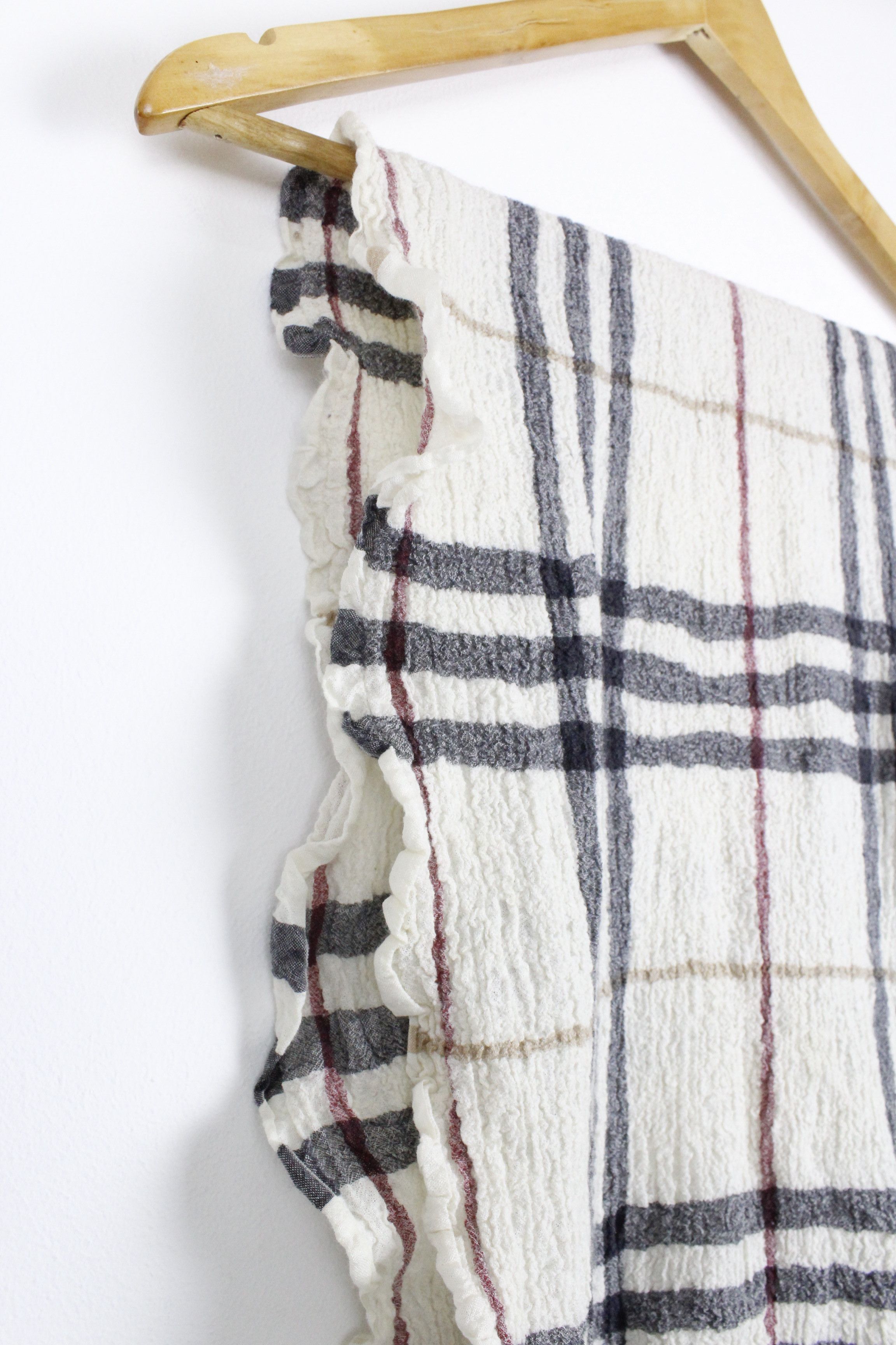 Burberry Burberry Beige Check Wool Silk Shawl Scarf Size ONE SIZE - 5 Thumbnail