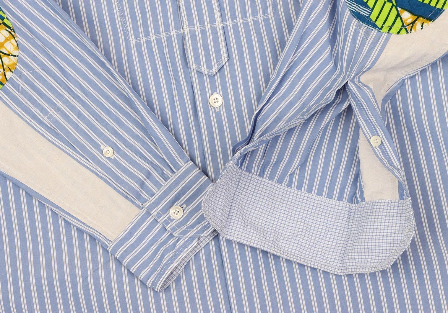 Junya Watanabe Elbow Patch Design Striped Long Sleeve Shirt in Blue Size US S / EU 44-46 / 1 - 8 Thumbnail