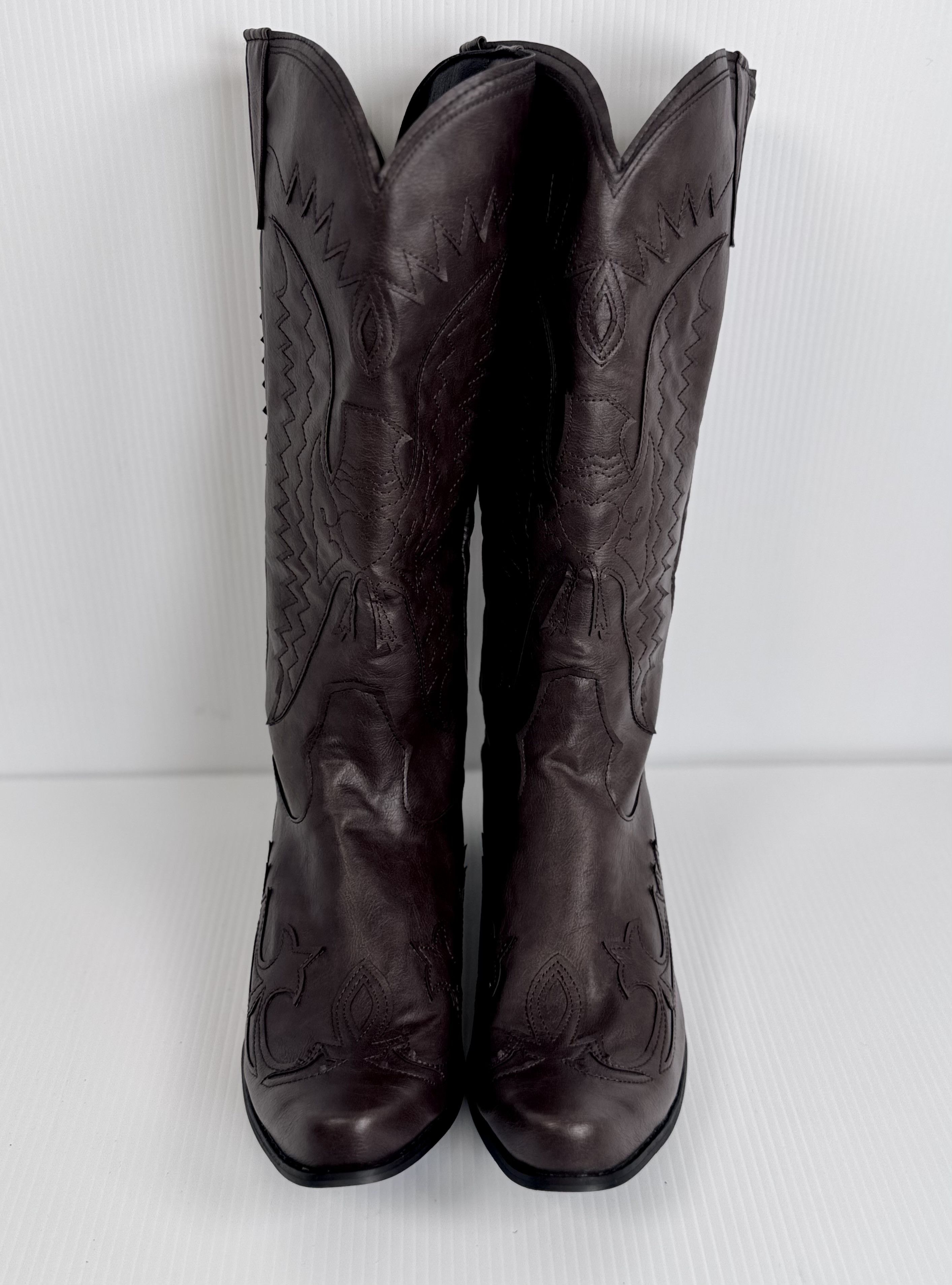 Other Unisex Retro FAUX LEATHER Western Cowboy Boots (45 EU) Size US 14 / EU 47 - 2 Thumbnail