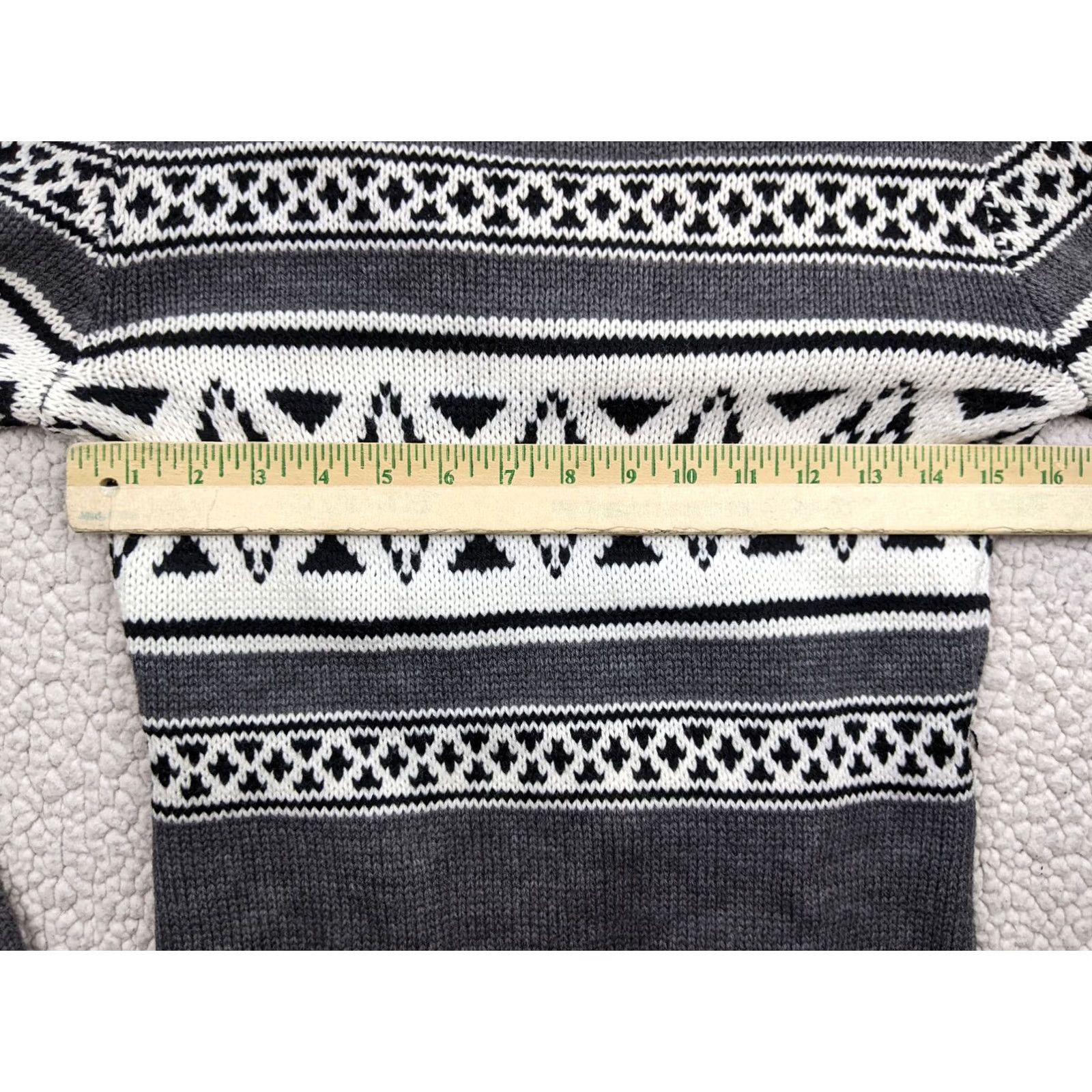 Changes Love Change Women S Gray White Knit Sweater Fair Isle Cowl Neck Pullover S Gray Woolless Knit Pullover Womens Sweater Size S / US 4 / IT 40 - 6 Thumbnail