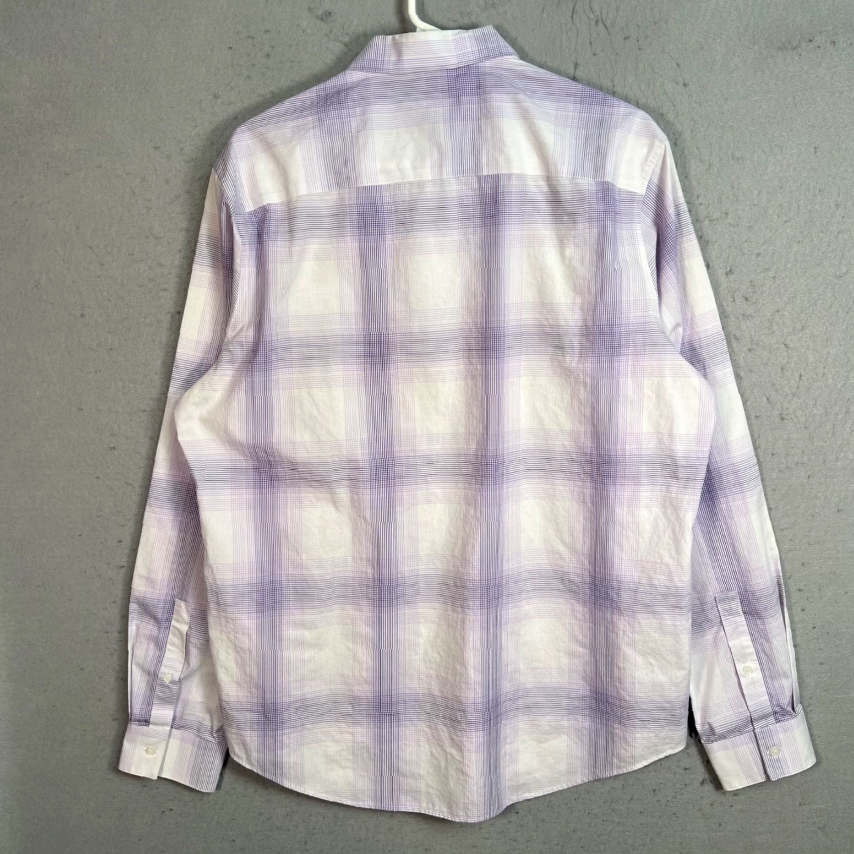 Calvin Klein Calvin Klein Purple & White Plaid Dress Shirt Mens Large 16-16.5 Shirt Men Adult Large Purple Plaid Long Sleeve Button-Up Dress Shirt Mens 16-16.5 Size 42R - 2 Thumbnail