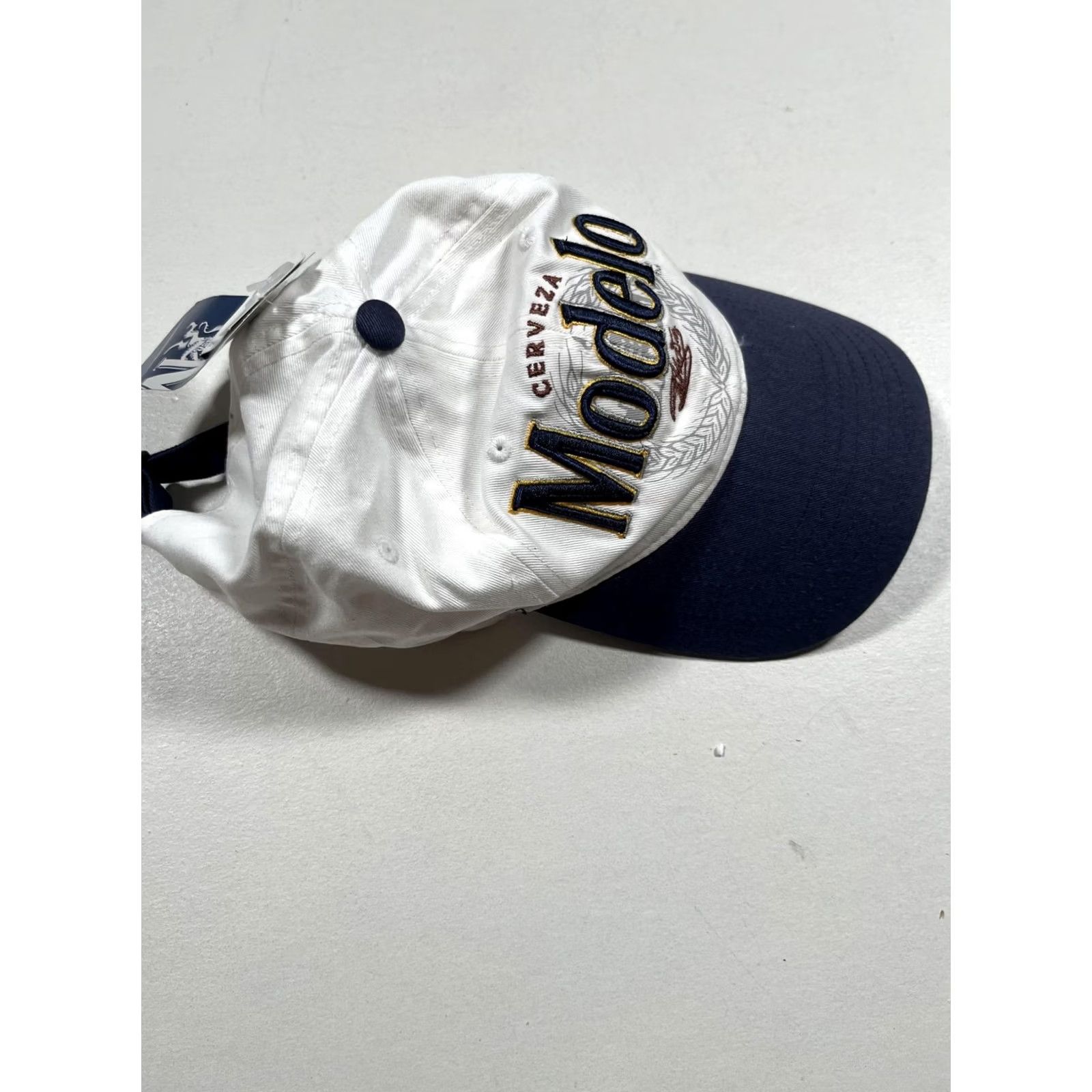 Logo 7 Modelo Hat Cap Strap Back Mens One Size White Navy Twill Baseball Beer Logo Size ONE SIZE - 3 Thumbnail