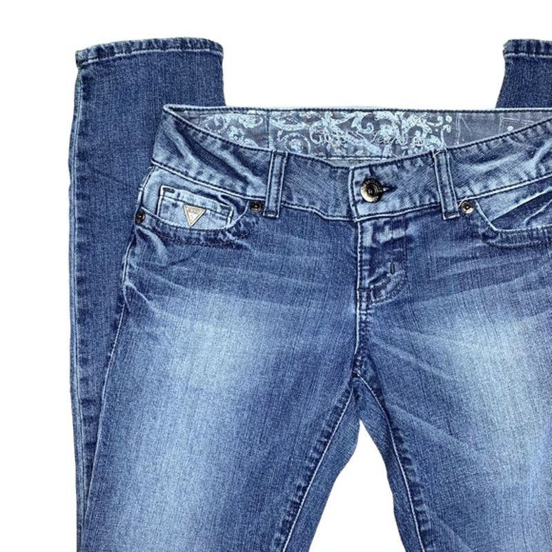 Guess Guess | Vintage Y2K Daredevil Skinny Embellished Jeans | 26 Size 26" / US 2 / IT 38 - 12 Thumbnail