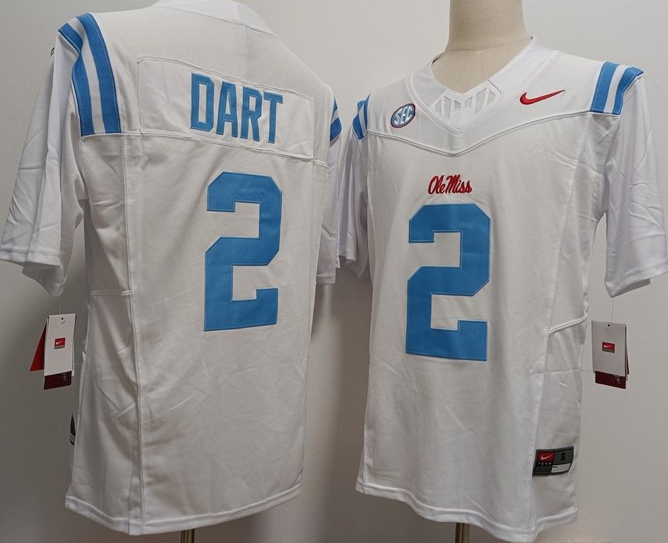 Other Men Ole Miss Rebels 2 Jaxson Dart White Jerseys Size US S / EU 44-46 / 1 - 2 Thumbnail