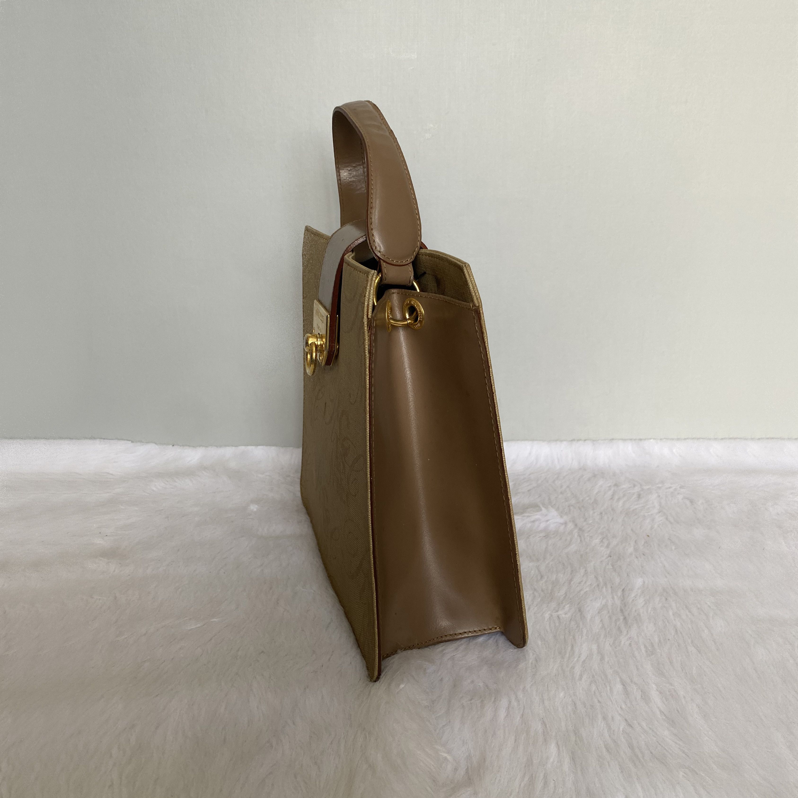 Nina Ricci × Vintage NINA RICCI Vintage Beige Brown Monogrammed Handbag Size ONE SIZE - 3 Thumbnail