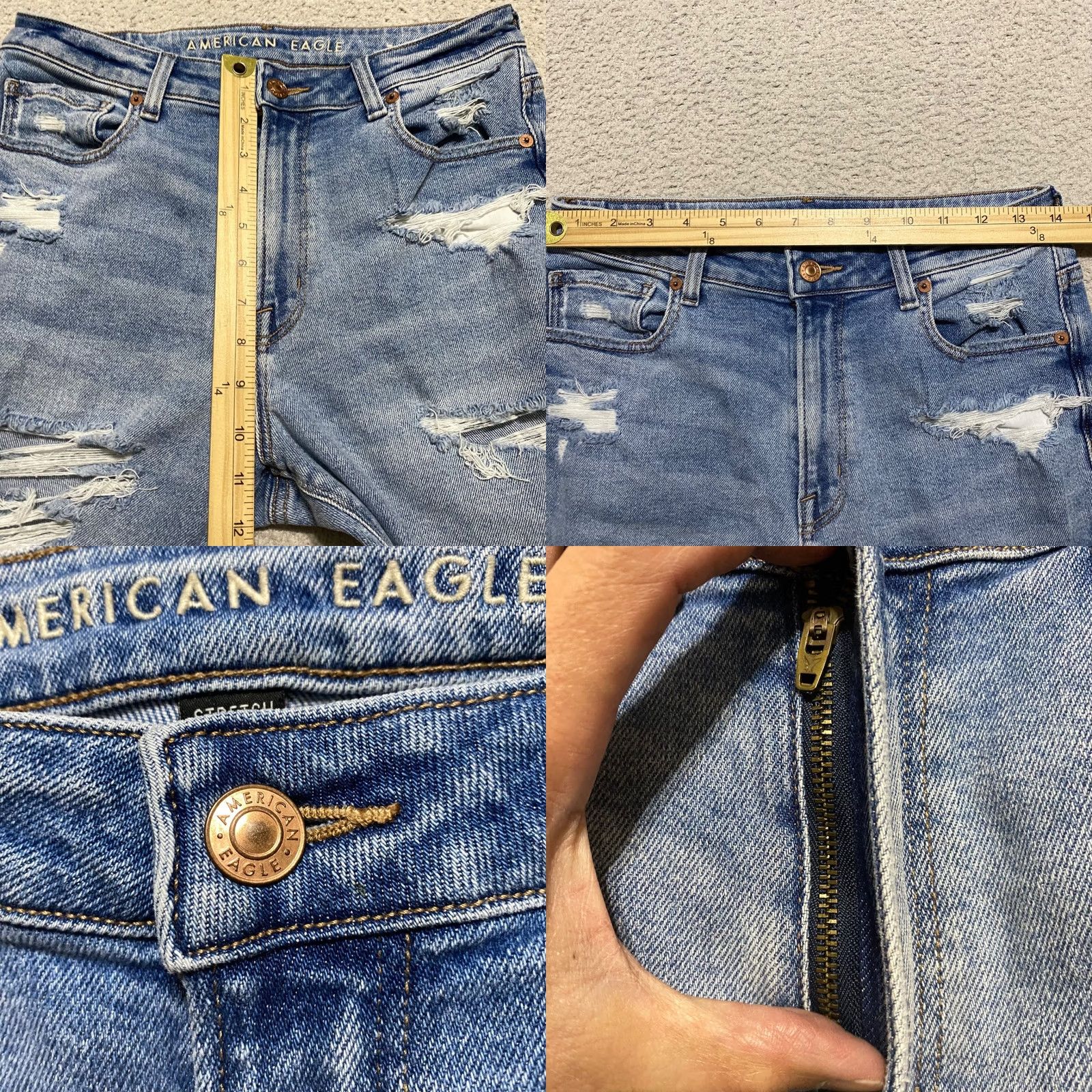 American Eagle Outfitters American Eagle Outfitters Mom Jeans Womens 6 Blue Denim Medium Wash Distressed High Rise 90s Women Jeans Size 28" / US 6 / IT 42 - 8 Thumbnail