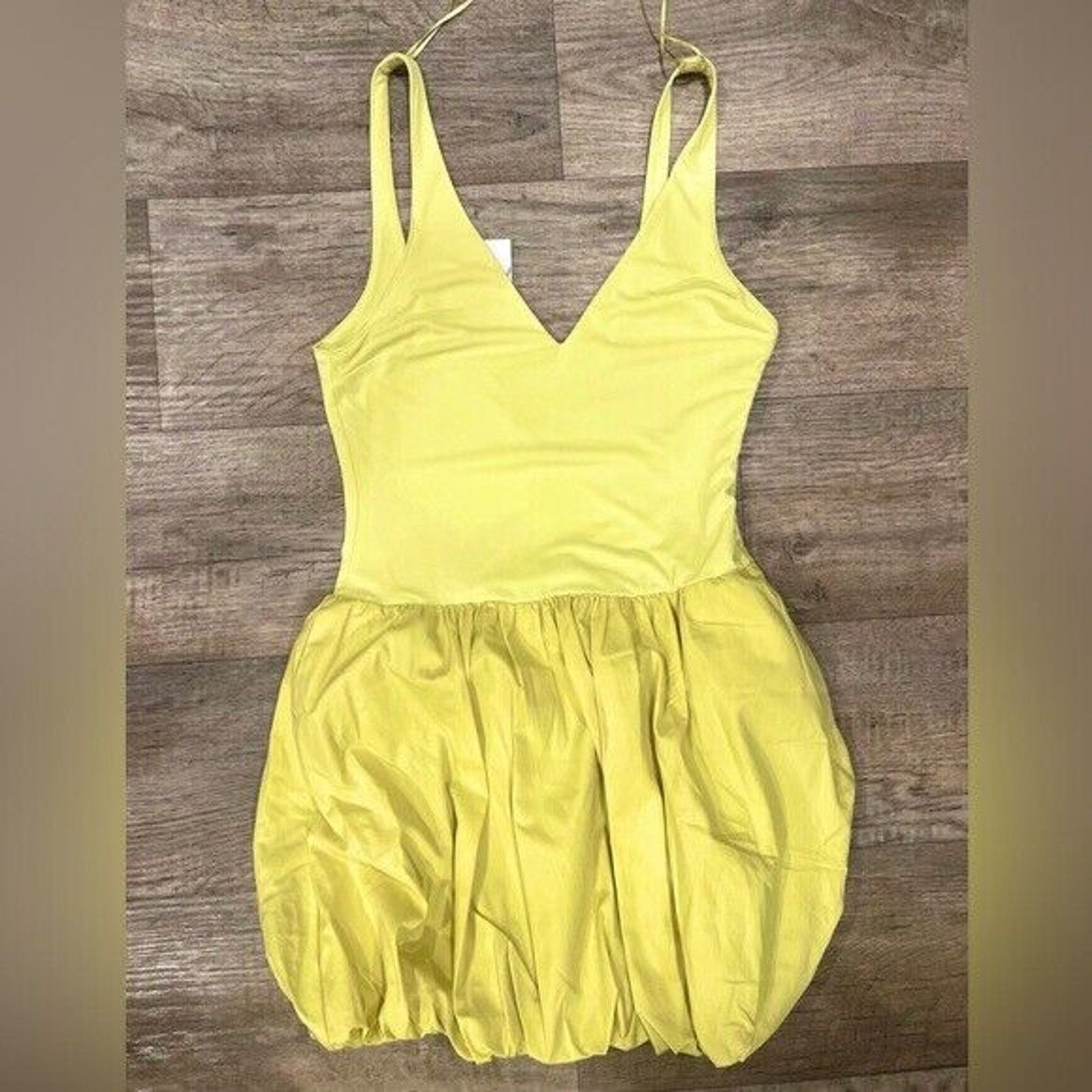 Zara ZARA women's Yellow V-Neck Mini Dress NWT Size L / US 10 / IT 46 - 23 Thumbnail