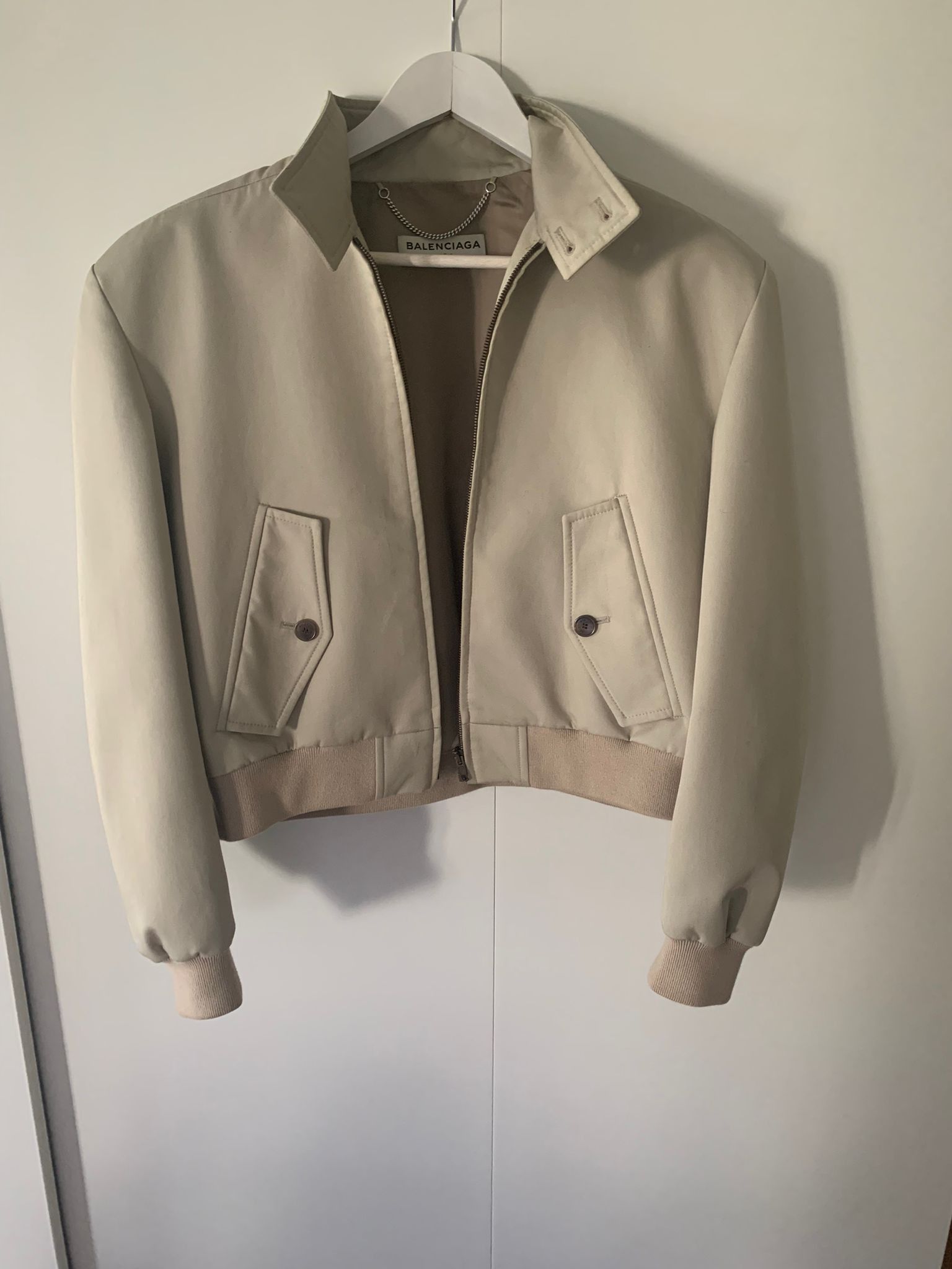 image of Balenciaga Ss17 Boxy Harrington in Beige, Men's (Size Small)