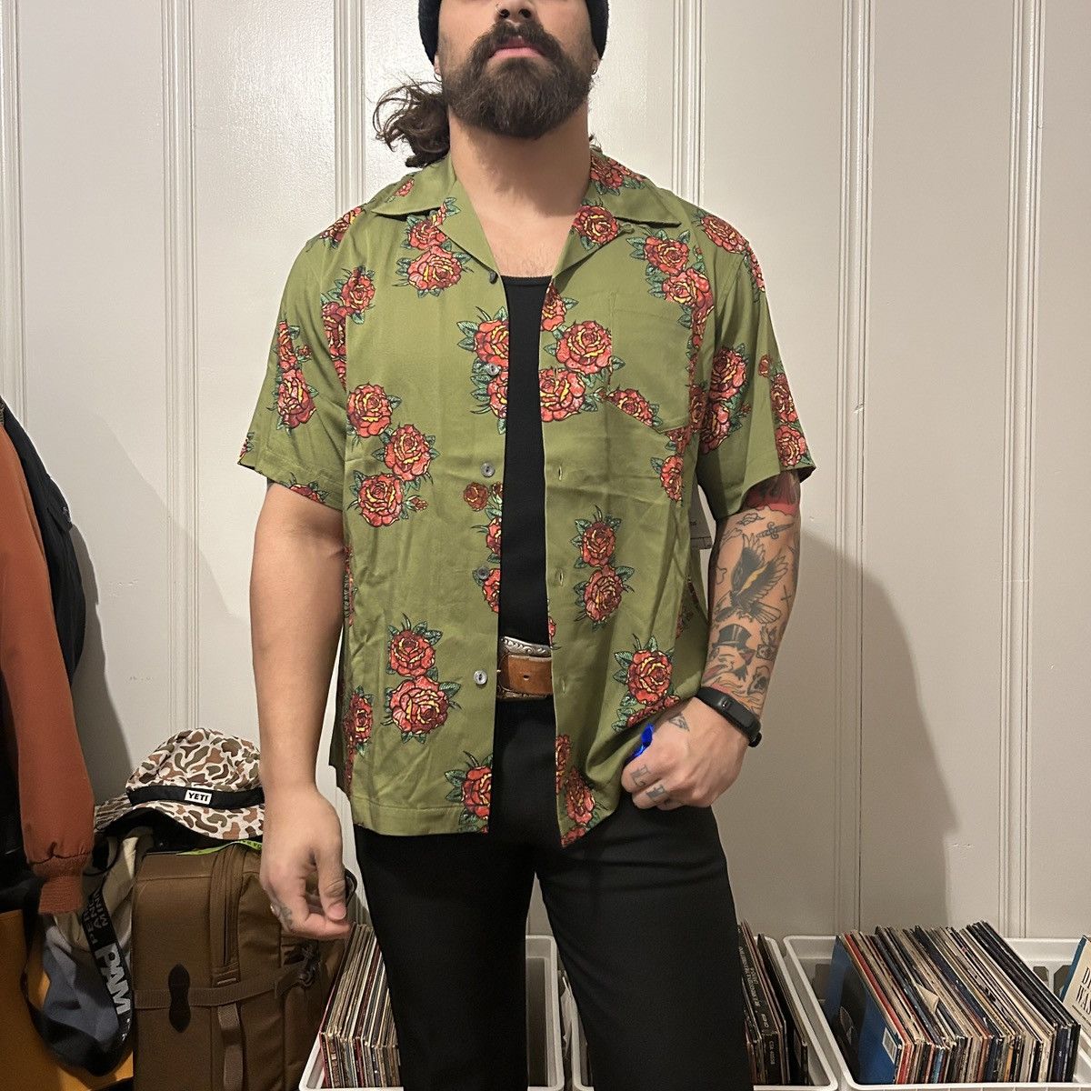Schott Schott Camp Collar Rose Hawaiian Button Up Shirt Size US L / EU 52-54 / 3 - 1 Thumbnail