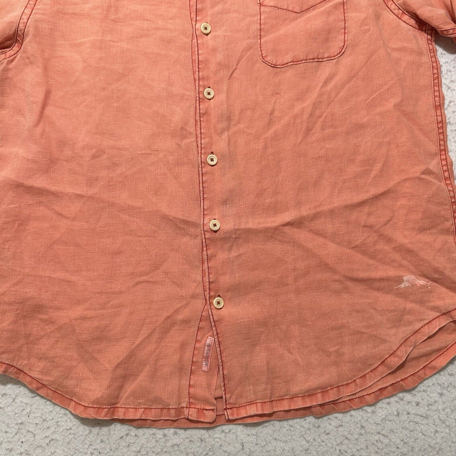 Tommy Bahama Tommy Bahama Large Linen Salmon Orange Button Down Shirt Size US L / EU 52-54 / 3 - 4 Thumbnail