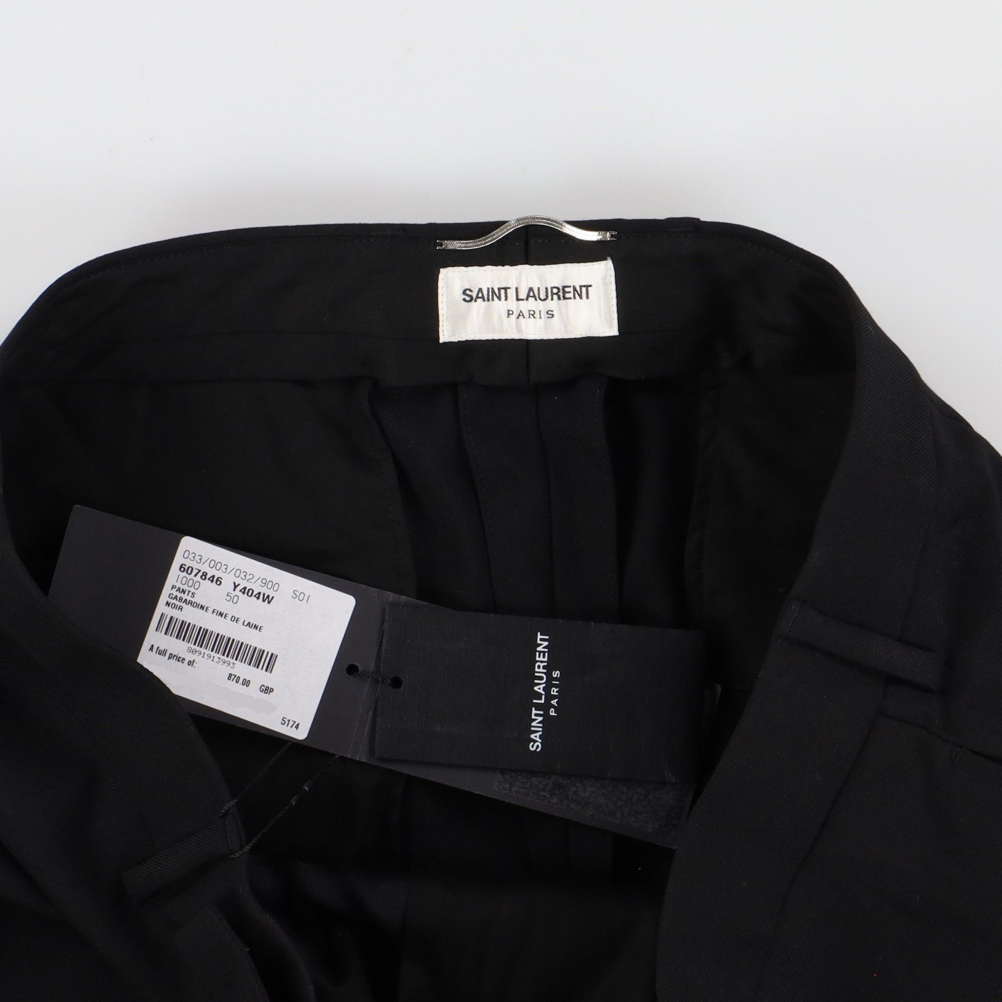 Saint Laurent Paris Black Gabardine Wool Tailored Slim Trousers Size US 34 / EU 50 - 6 Thumbnail