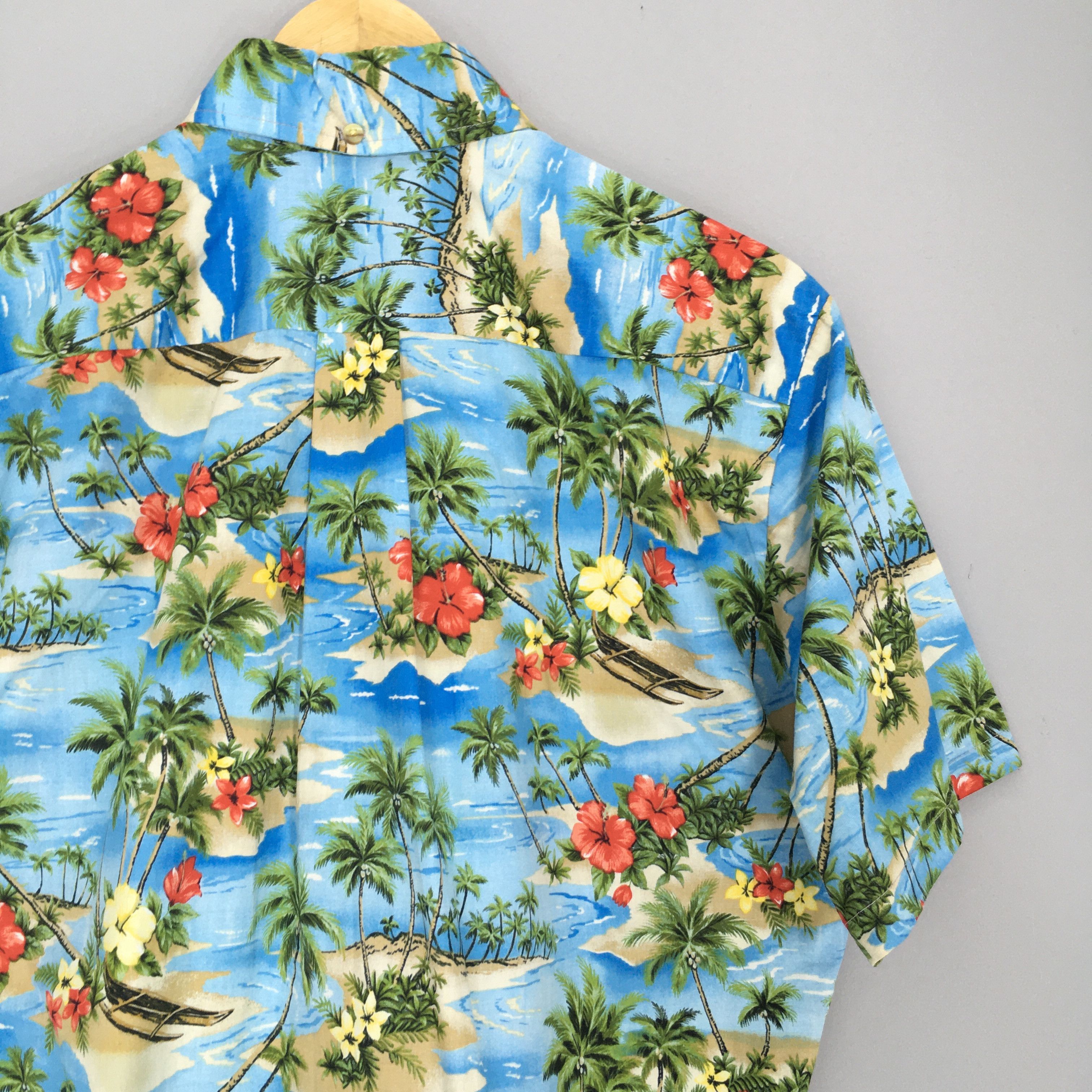 Vintage Vintage 90s Hawaiian Coconut Tree Beach View Shirt Large Size US L / EU 52-54 / 3 - 8 Thumbnail